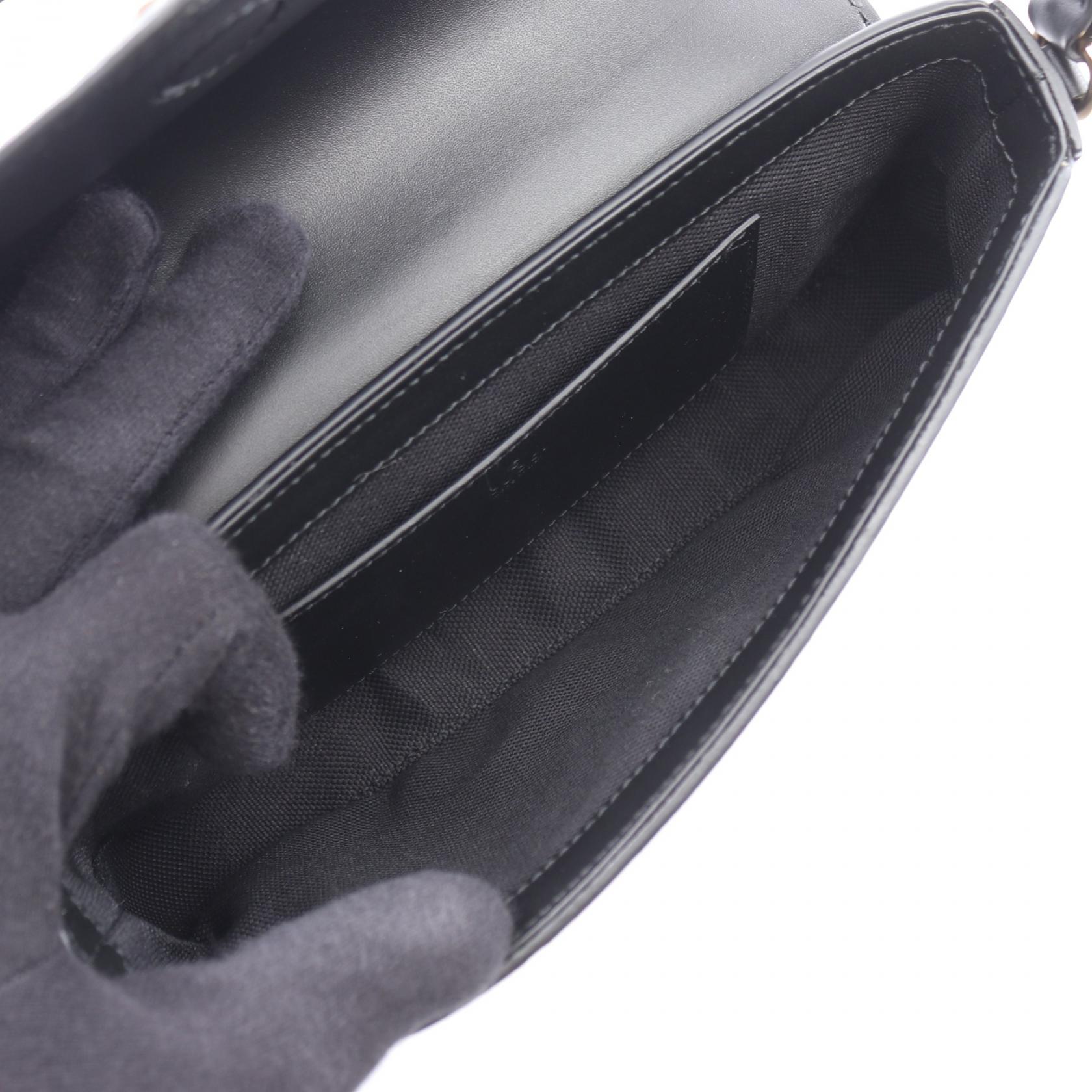 GUCCI GG Super Mini Shoulder Crossbody Bag 772794 leather Black