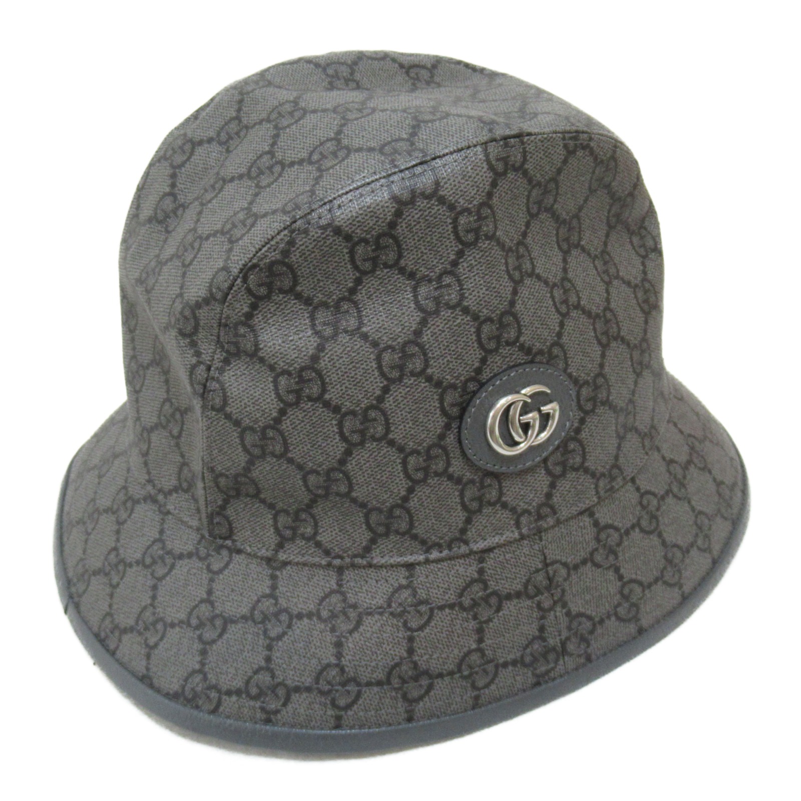 GUCCI hat chapeau M size 58cm 7339854HAN4 M cotton polyester Gray