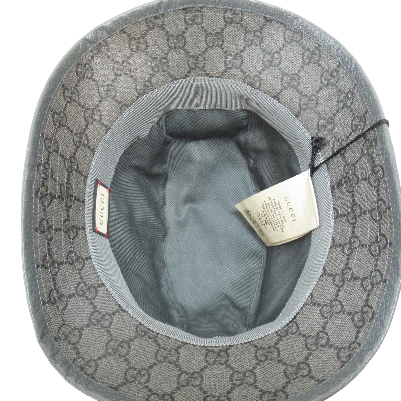 GUCCI hat chapeau M size 58cm 7339854HAN4 M cotton polyester Gray