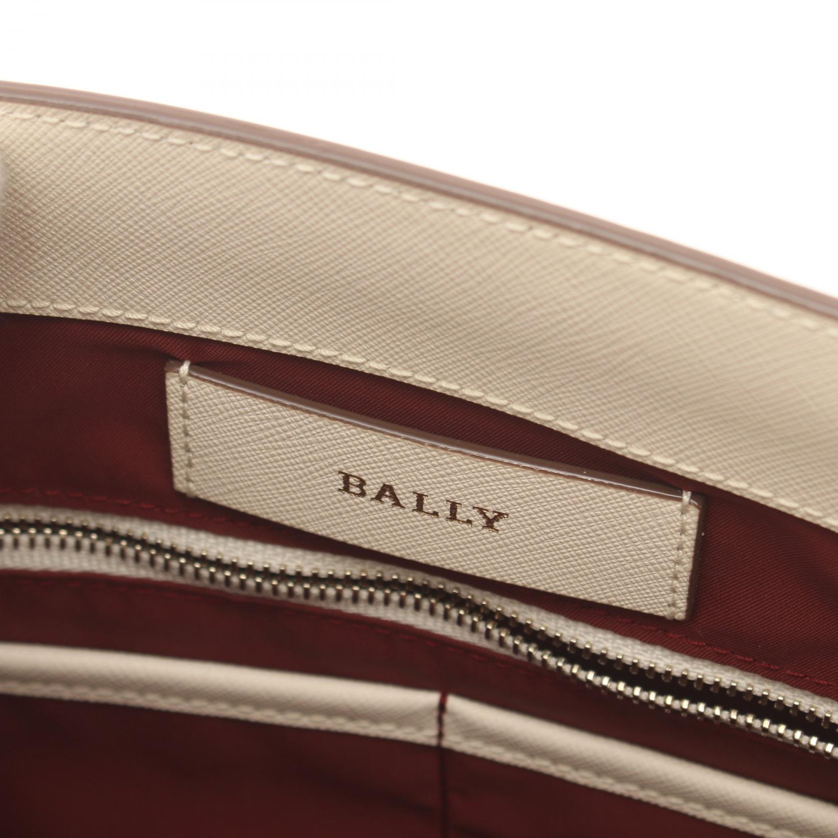 BALLY SUPRA Tote Bag PVC coated canvas leather White Red beige 