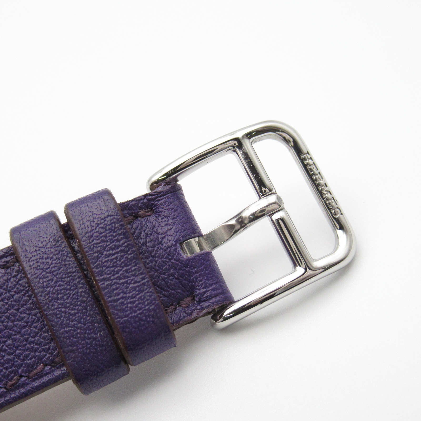 HERMES Heure H Watch Quartz Stainless Steel Purple Leather HH1.210