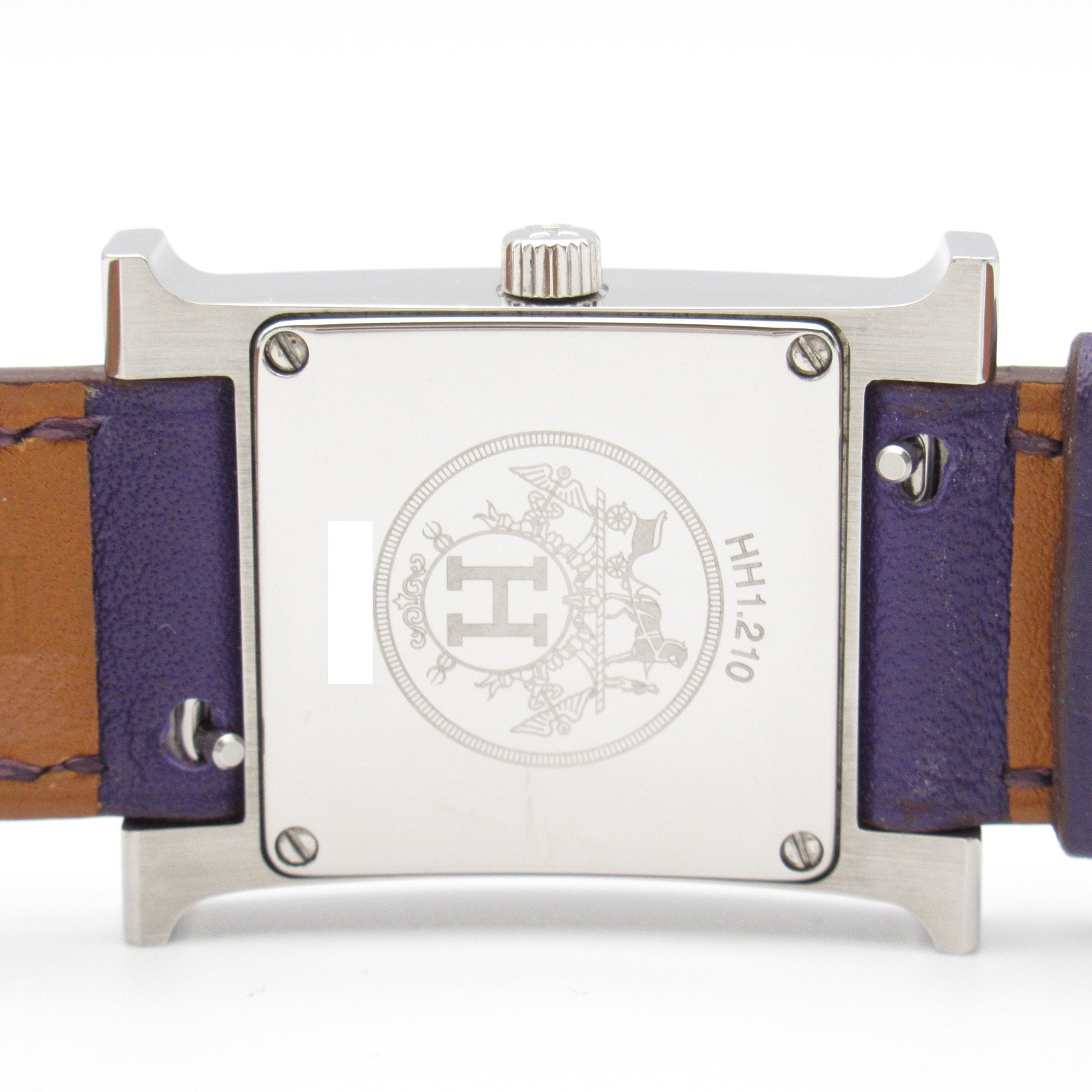 HERMES Heure H Watch Quartz Stainless Steel Purple Leather HH1.210