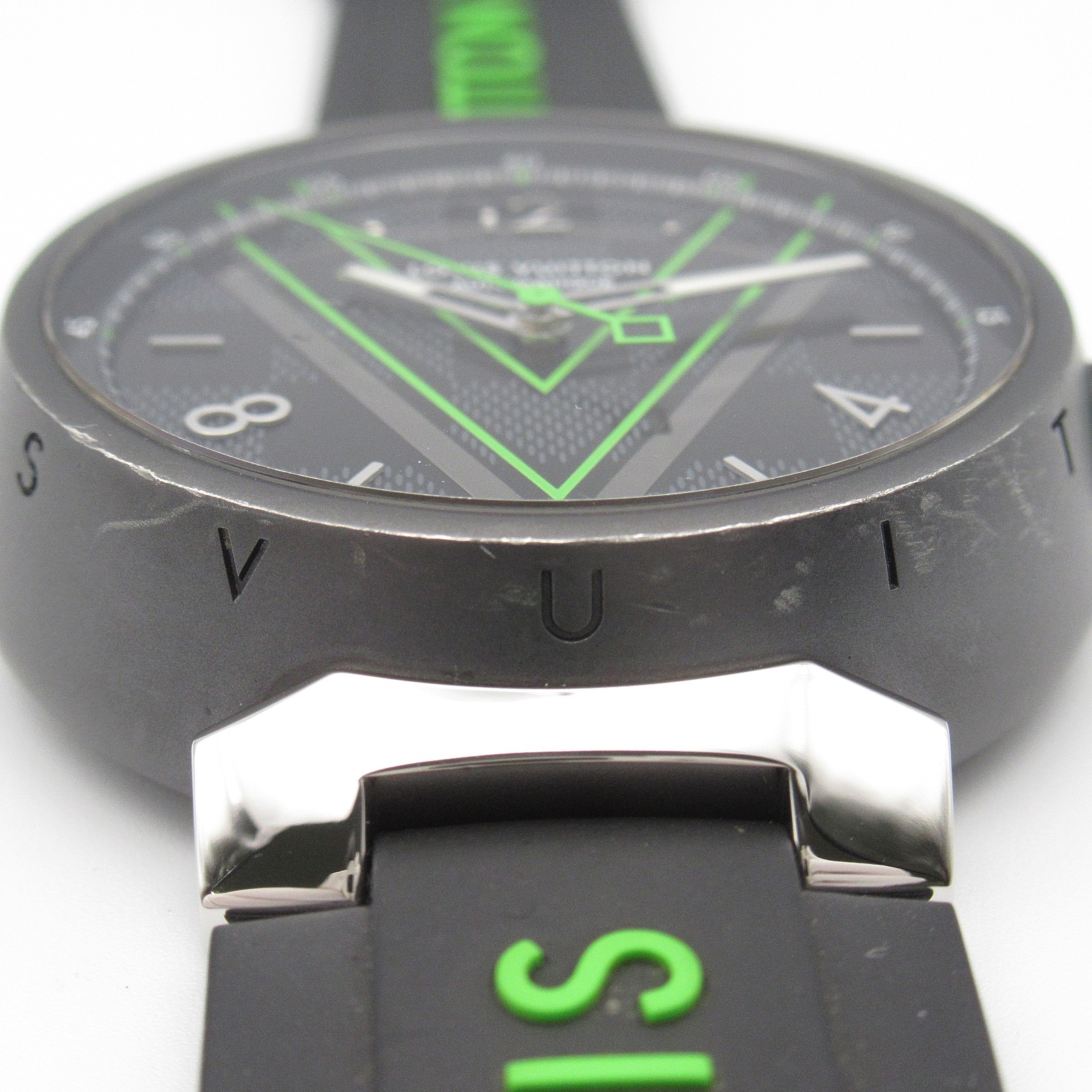 LOUIS VUITTON Tambour Damier graphite Wrist Watch QA131Z