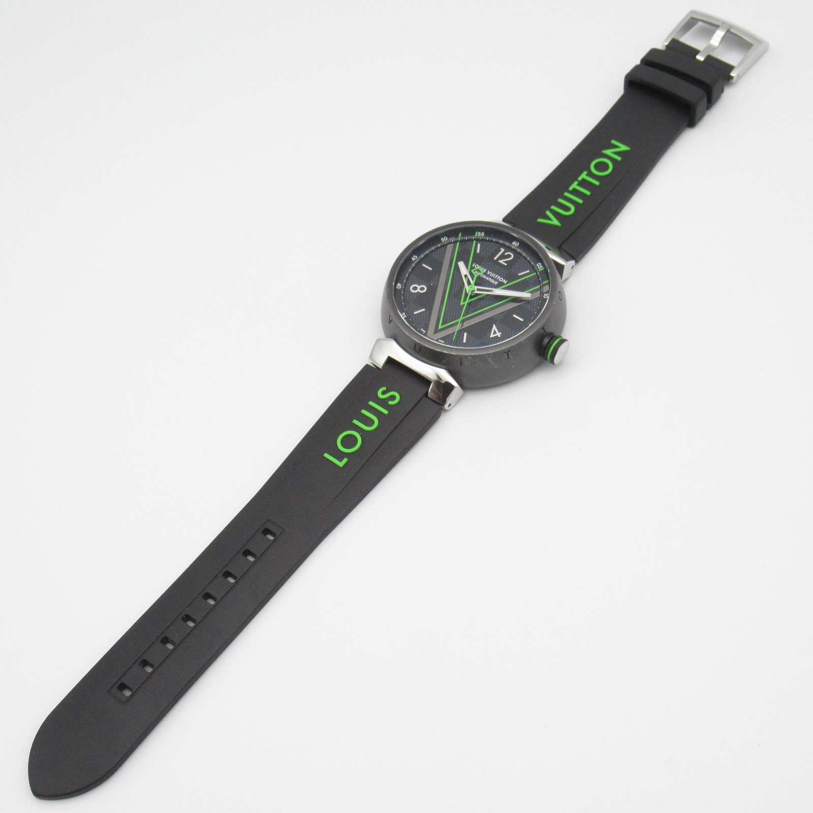 全信頼を寄せる Tambour VUITTON LOUIS Damier QA131Z Watch Wrist graphite ルイ・ヴィトン