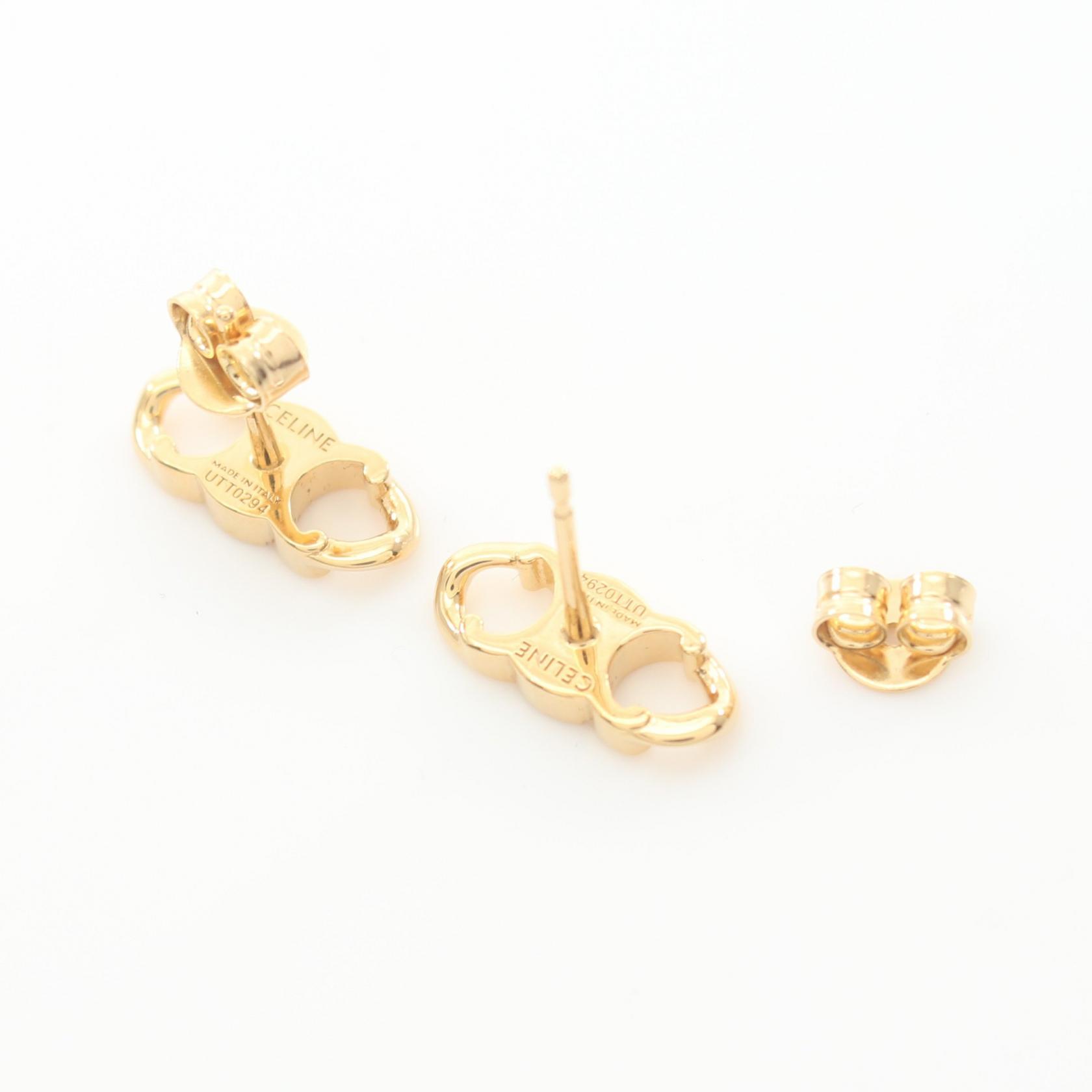 CELINE｜JEWERLY (TRIOMPHE FRAME LARGE EARRINGS IN BRASS Celine Triomphe Frame Large Earrings In Brass With Gold