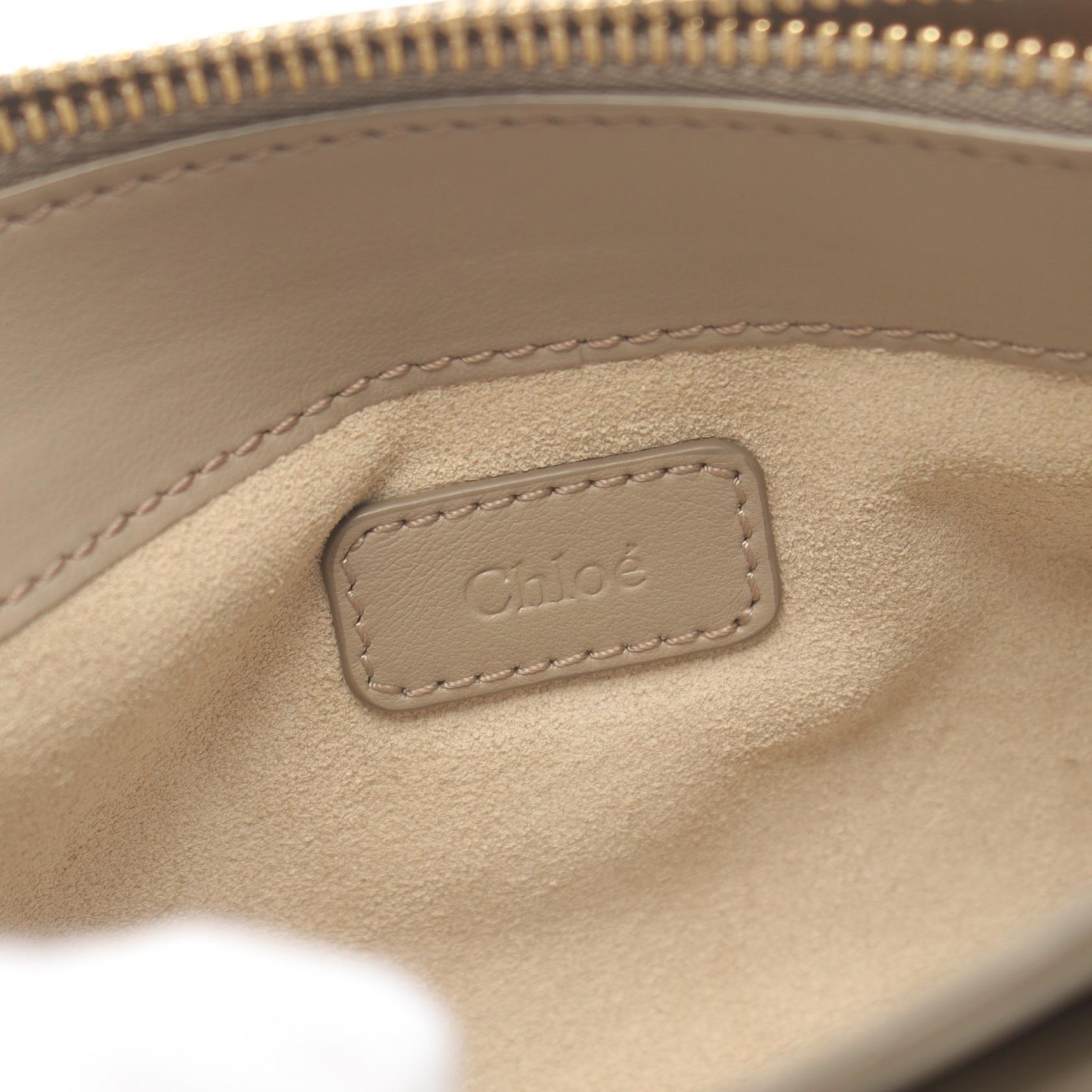 Chloe Tess Chain Shoulder crossbody Bag leather Beige Used