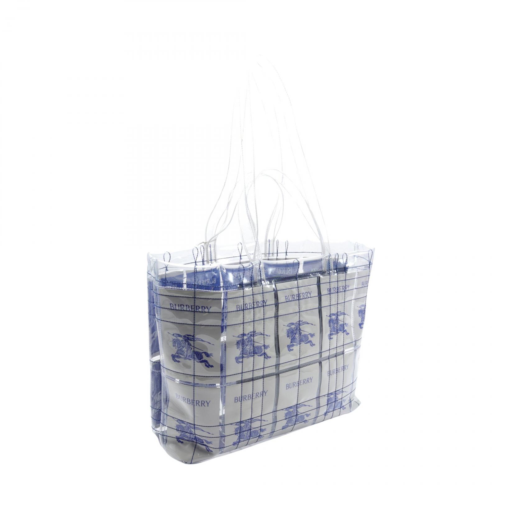 BURBERRY Tote hand Bag 8079639 canvas Clear White Blue | eBay