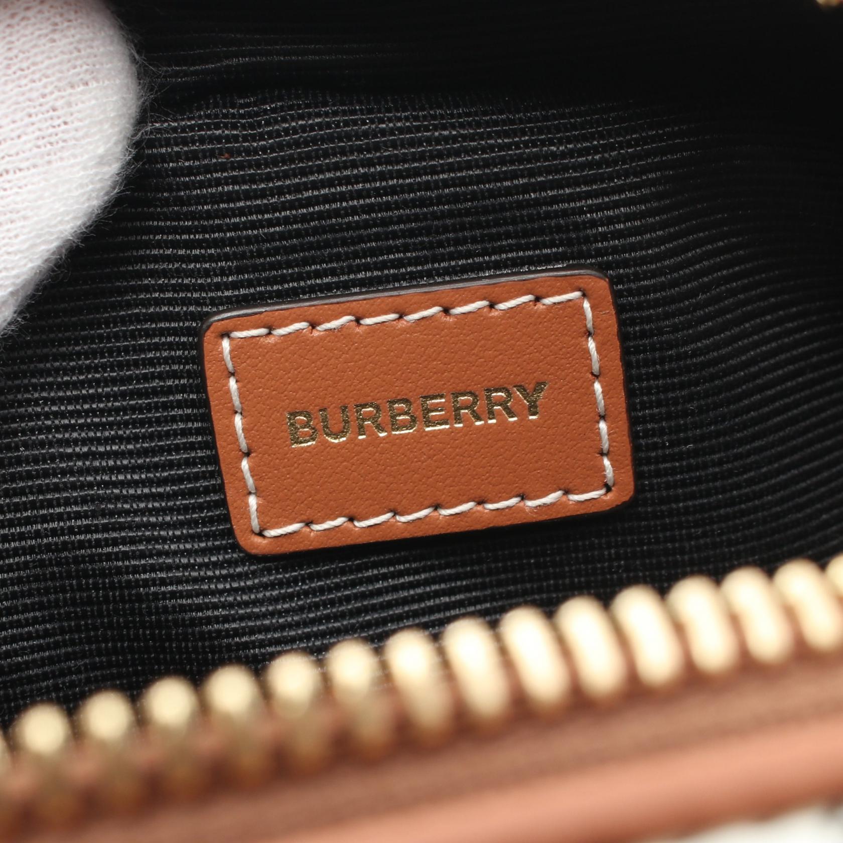 BURBERRY Check Travel Pouch 8067159 canvas leather Beige