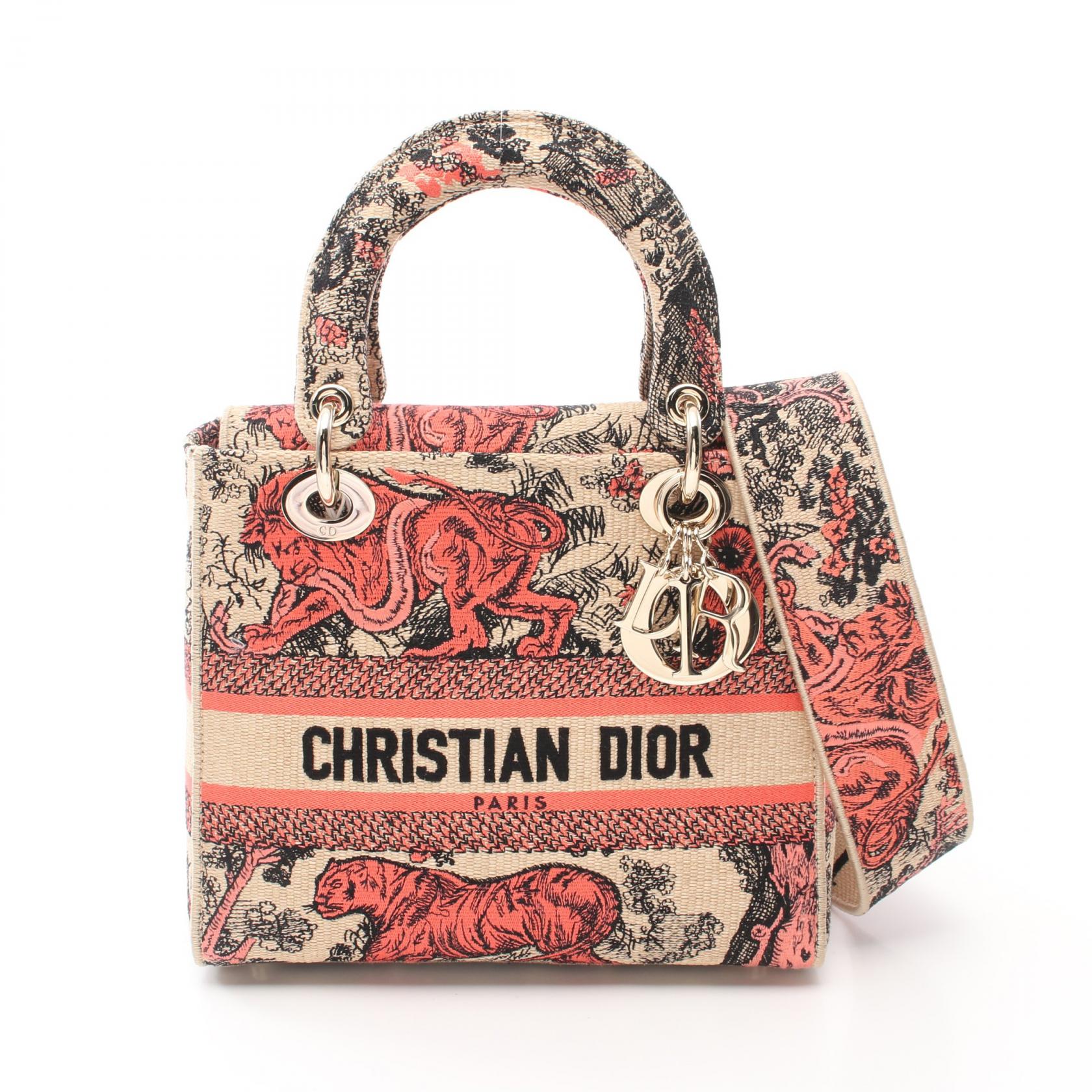 【刺繍が可愛い♡】DIOR Lady D-Lite バッグ ミディアム 刺繍バッグ♡【Dior】Lady D-Lite ミディアムバッグ♪ (Dior