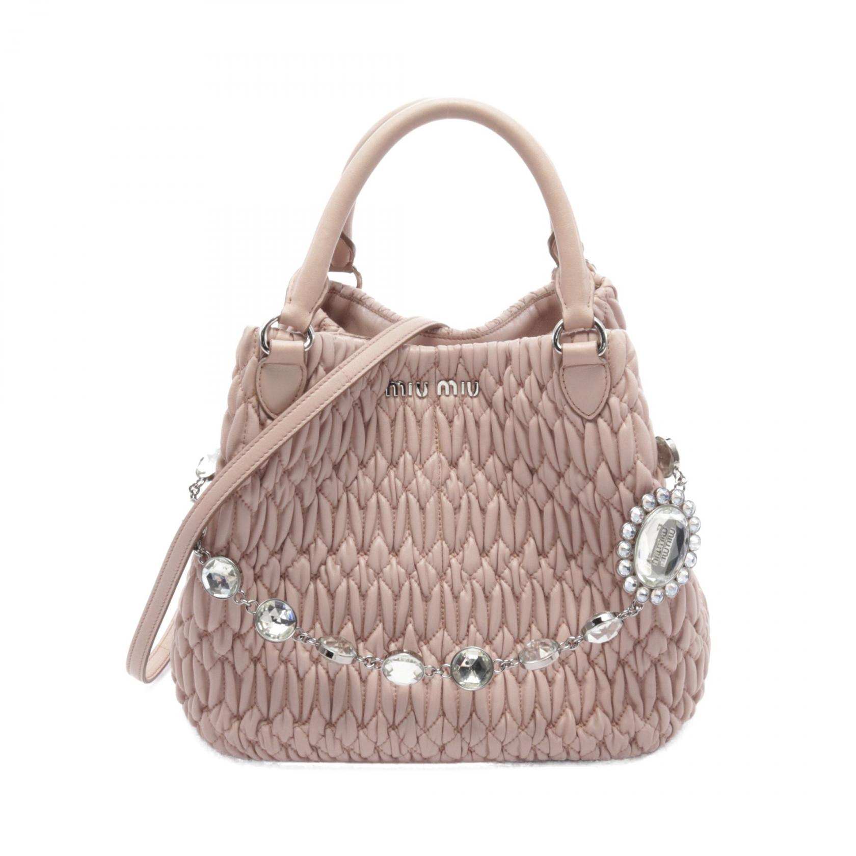【驚きの値段】 Miu Miu NAPPA CRYSTAL Matelasse 2way shoulder Handbag RN0896 バッグ