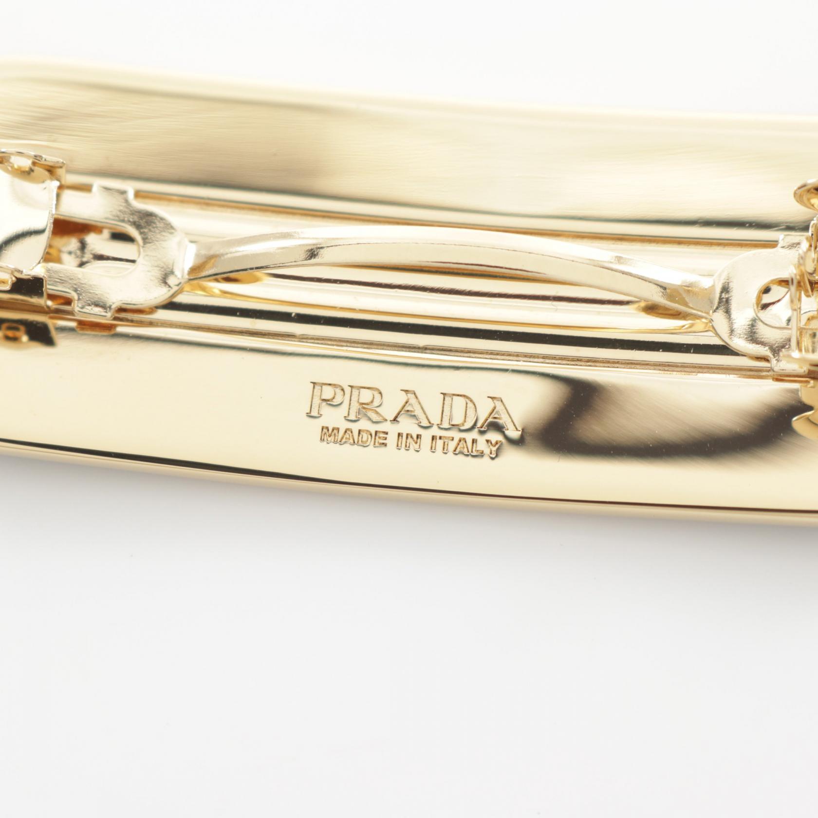 PRADA barrette hair clip 1IF0222BA6F0632 Metal GHW Black NEW Women