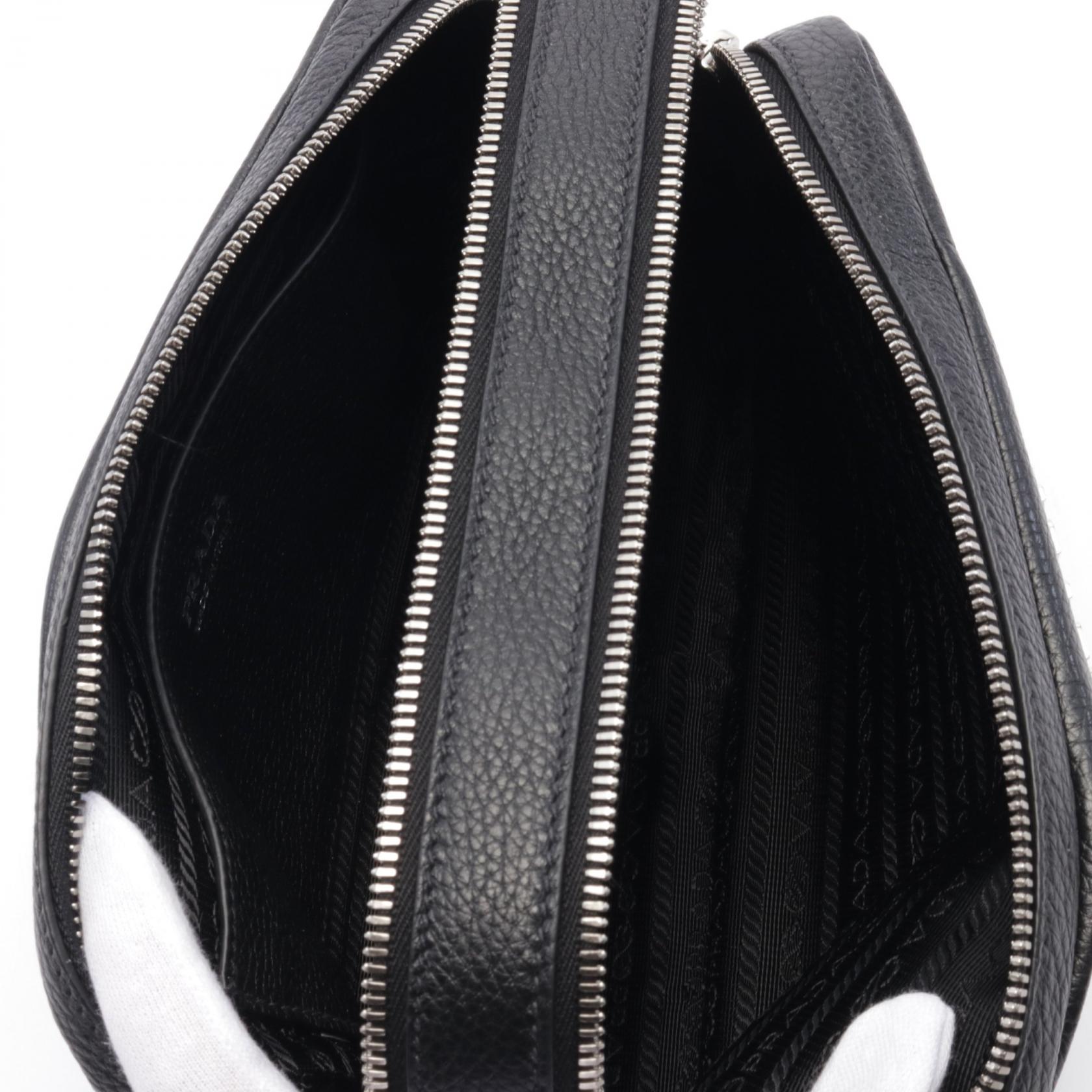 PRADA VIT DAINO Shoulder Bag 1BH082 leather Black NEW Women