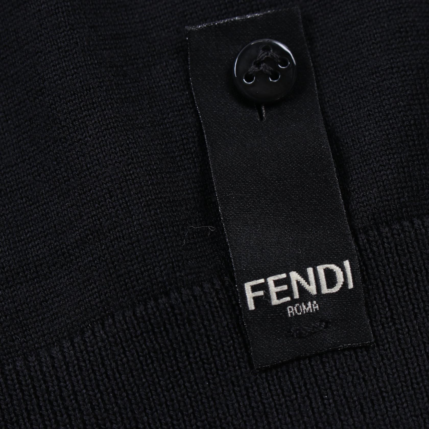 FENDI Zucca knit sweater FZZ426 A4XH wool Black Brown Used mens