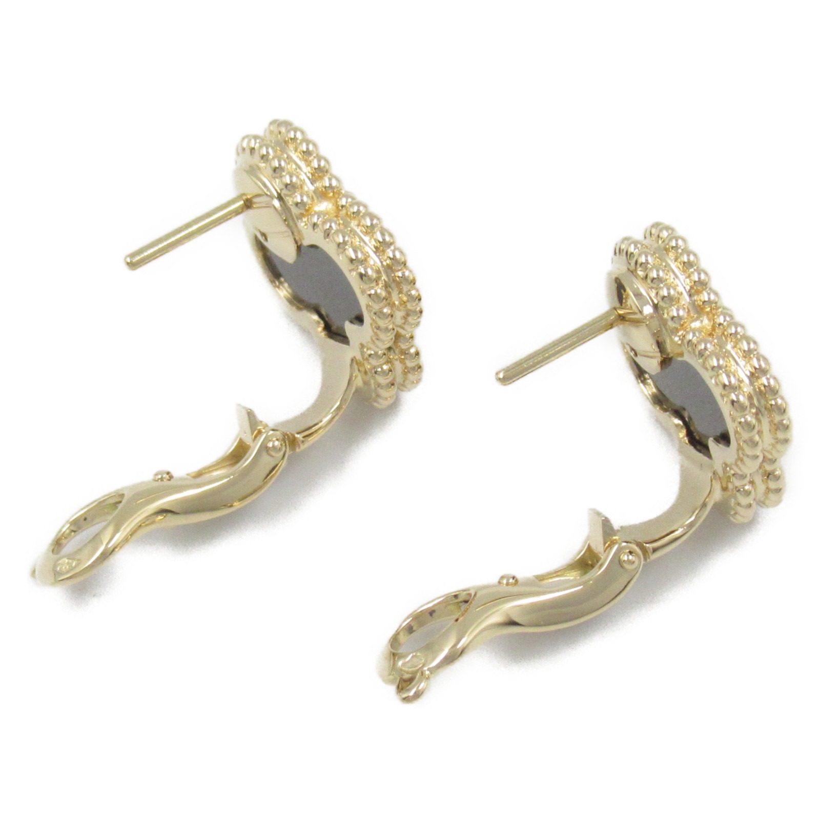 [Van Cleef and Arpel] Vintage Alhambra Gold Onyx ピアス Vintage Alhambra earrings 18K yellow gold, Onyx - Van Cleef