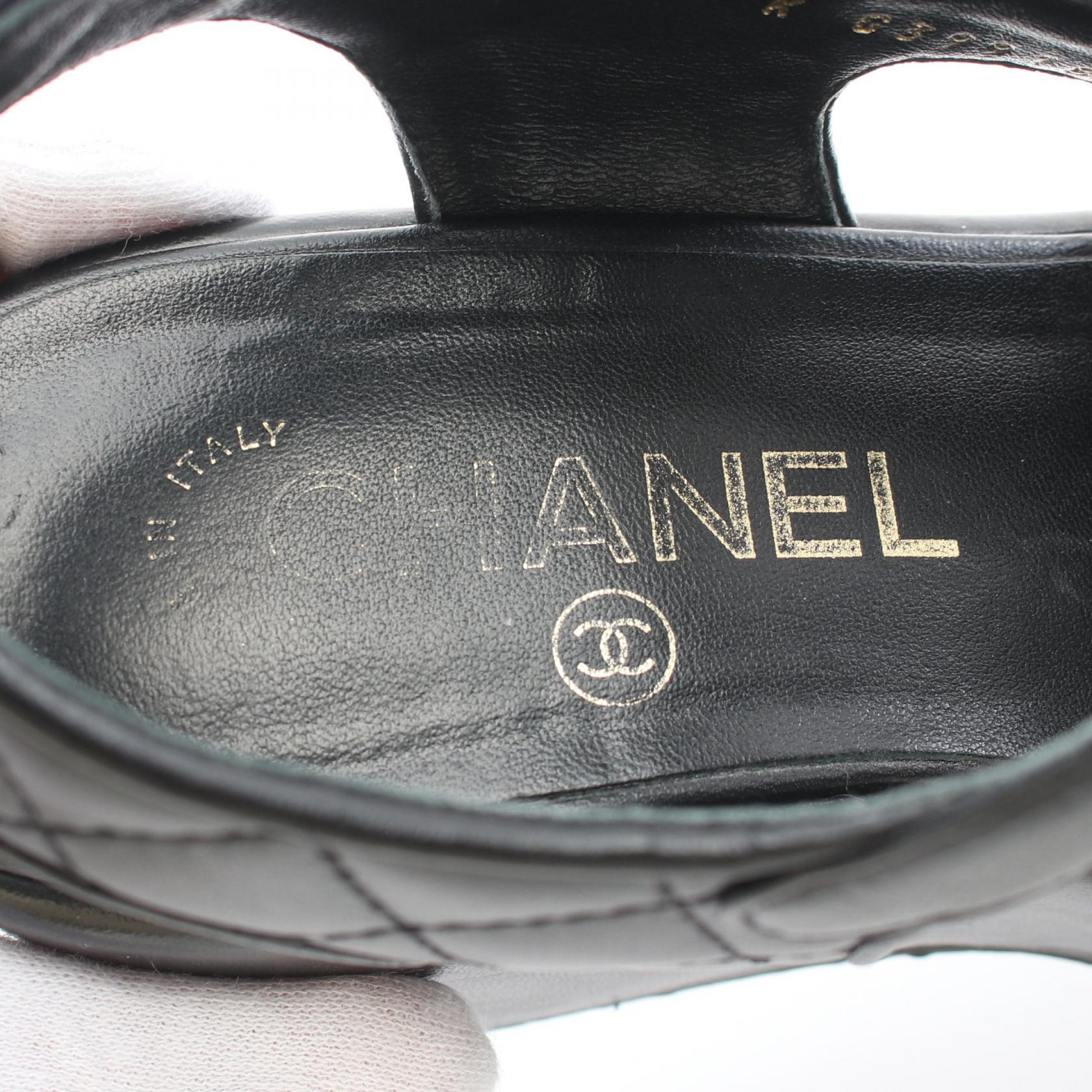CHANEL COCO Mark Matelasse Sandals shoes 36C G39918 leather