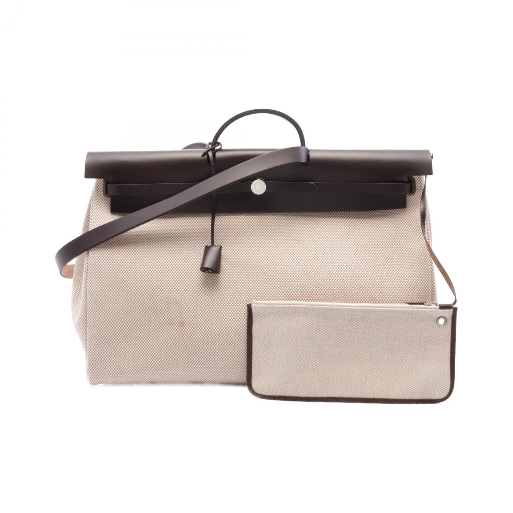 HERMES Herbag Zip 50 retourne Cabin Hand bag U Toile GM