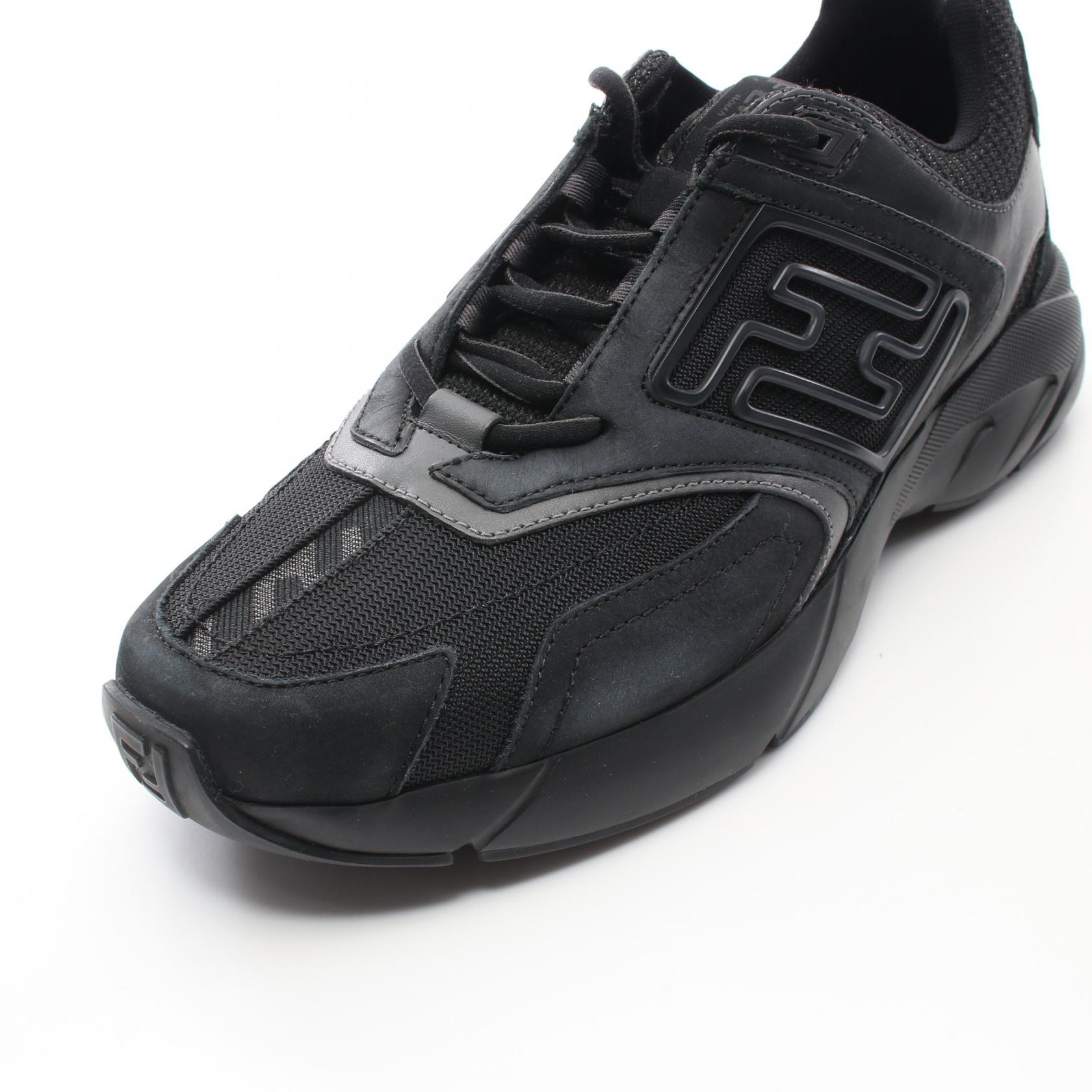 FENDI FASTER sneakers shoes #6 7E1555 Suede Fabric Black