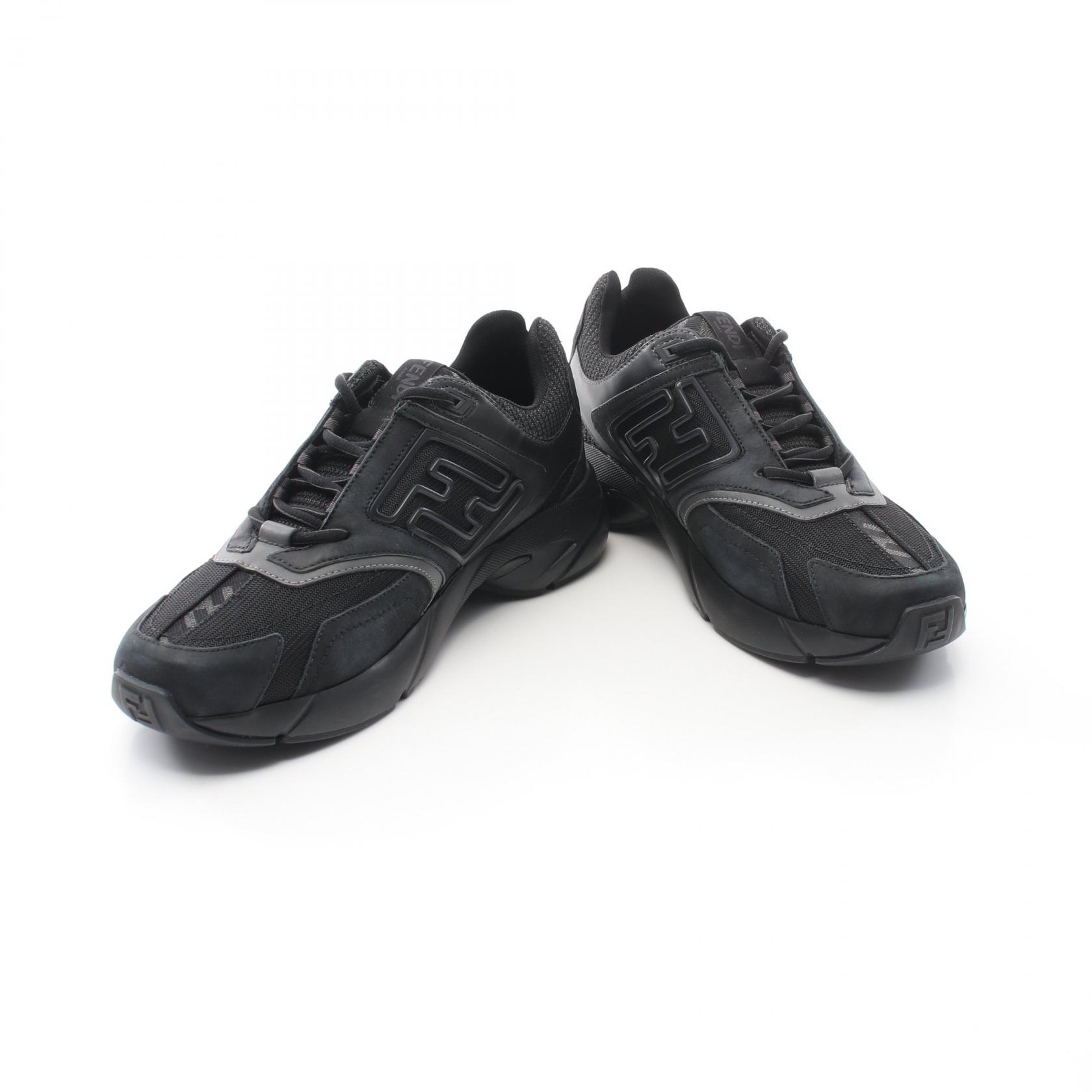 FENDI FASTER sneakers shoes #6 7E1555 Suede Fabric Black