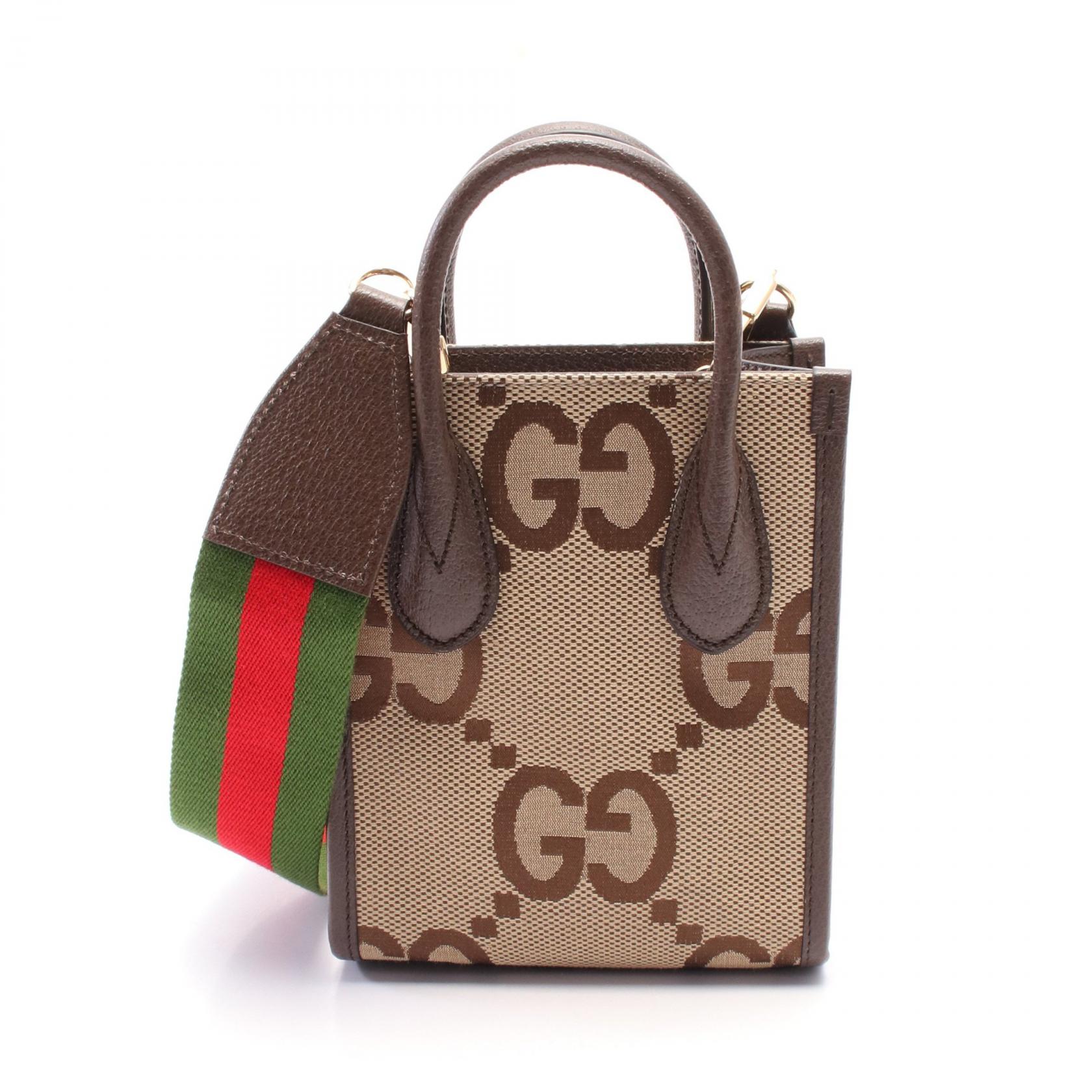 GUCCI Jumbo GG 2way shoulder Tote Bag 699406 canvas leather