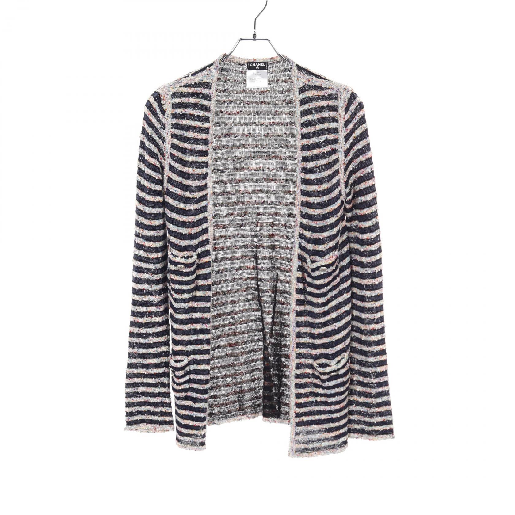 CHANEL - シャネル P41412K03063 R8698 長袖 カーディガン 38 紺 綿 CHANEL cardigan #38 knitwear P41412K03063 Rayon cotton Navy