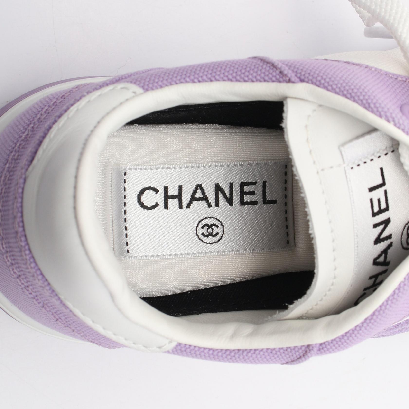 CHANEL COCO Mark Sneakers G45352 canvas leather Purple White