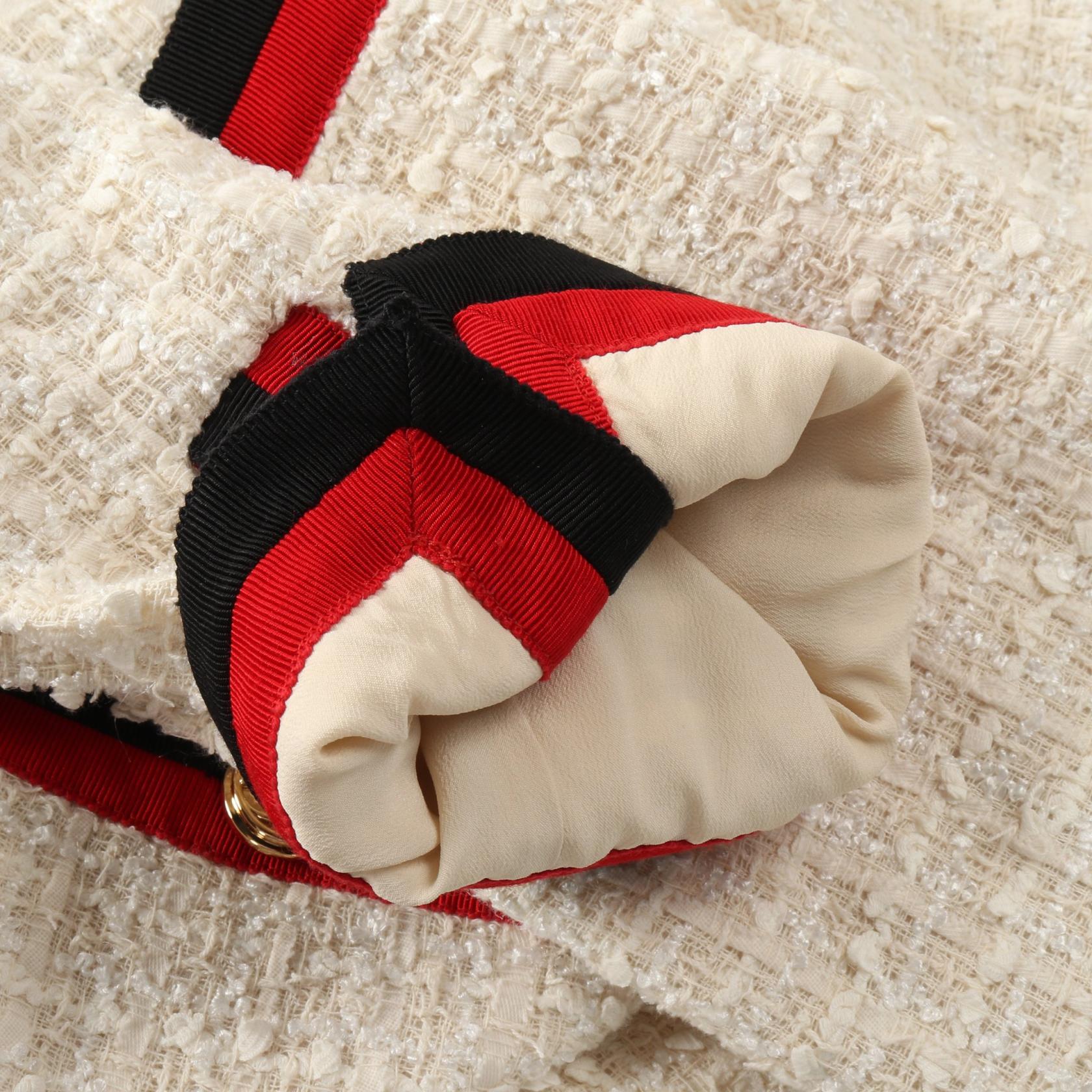 GUCCI Sherry Line Dress 551562 Fabric Beige Red Black #44