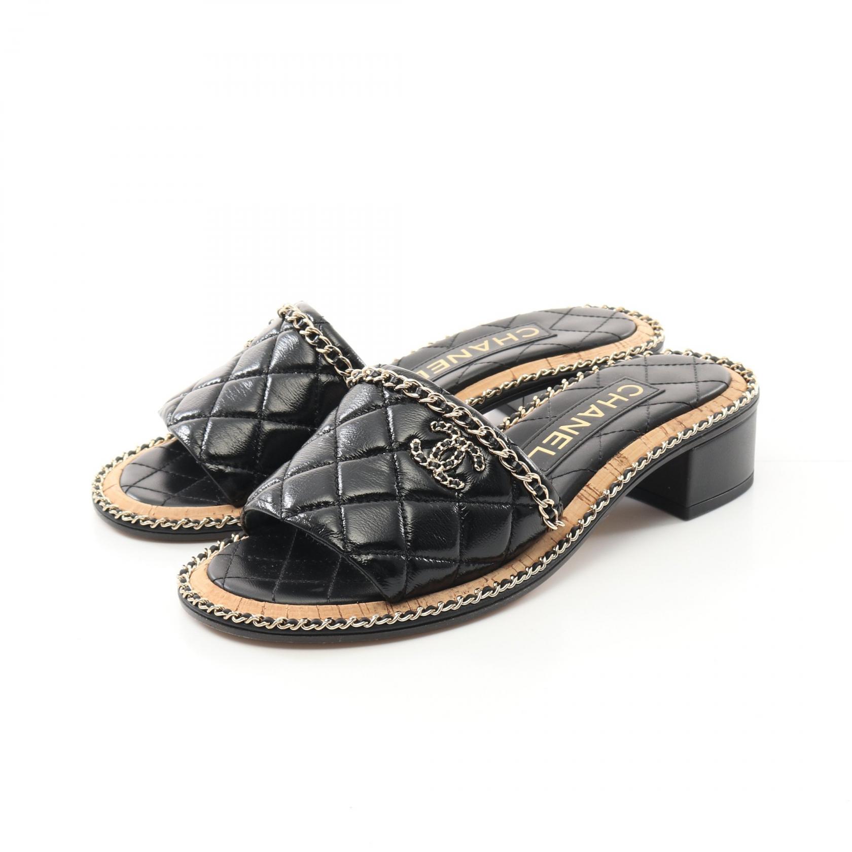 CHANEL Matelasse Mule sandals #35 G45671 Lambskin leather Black