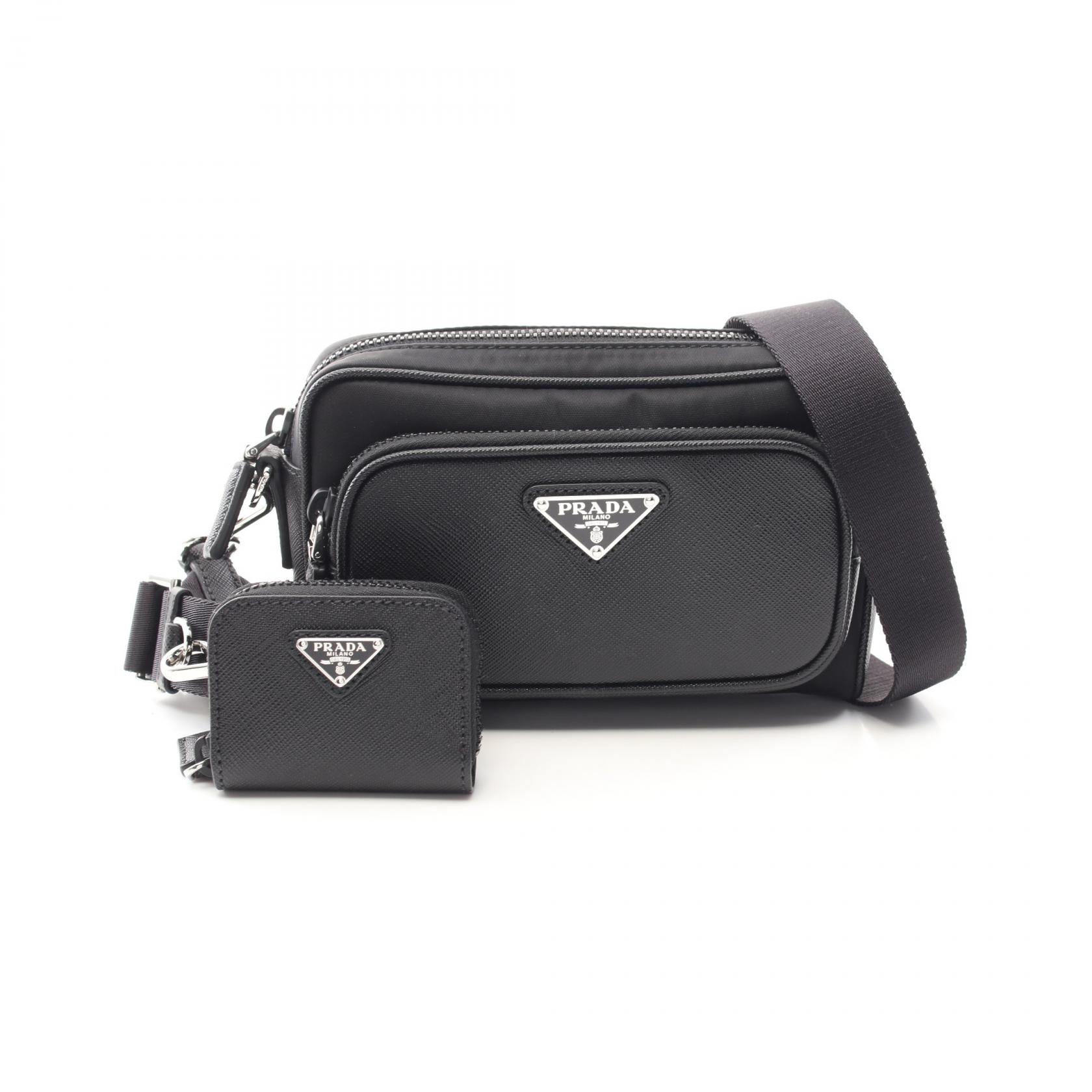 ★PRADA★ Re-Nylon and Saffiano Shoulder Bag Black 2VH1722DM PRADA TESSUTO SAFFIANO Shoulder crossbody Bag