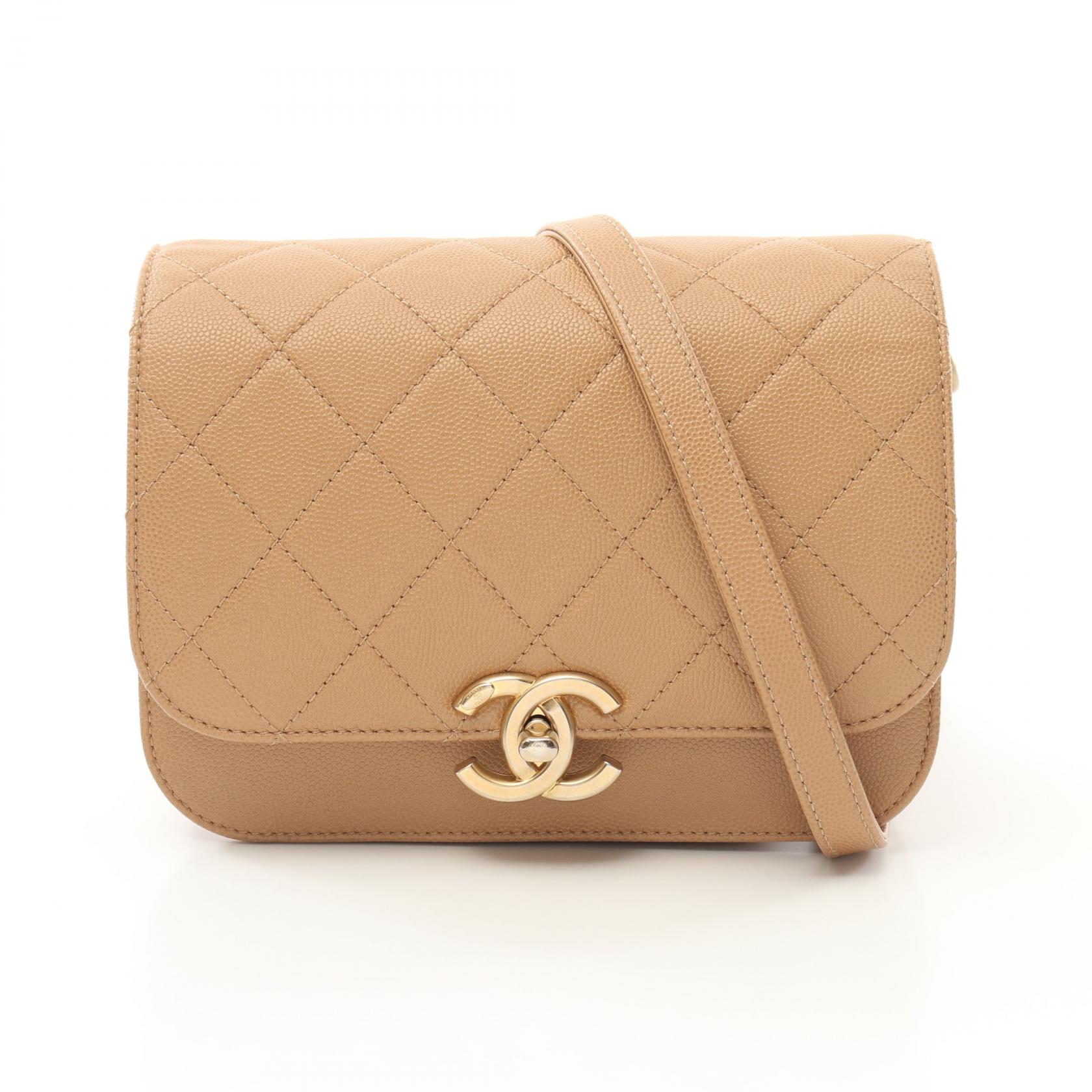 CHANEL Matelasse Shoulder Bag AS2823 Grained calfskin Beige