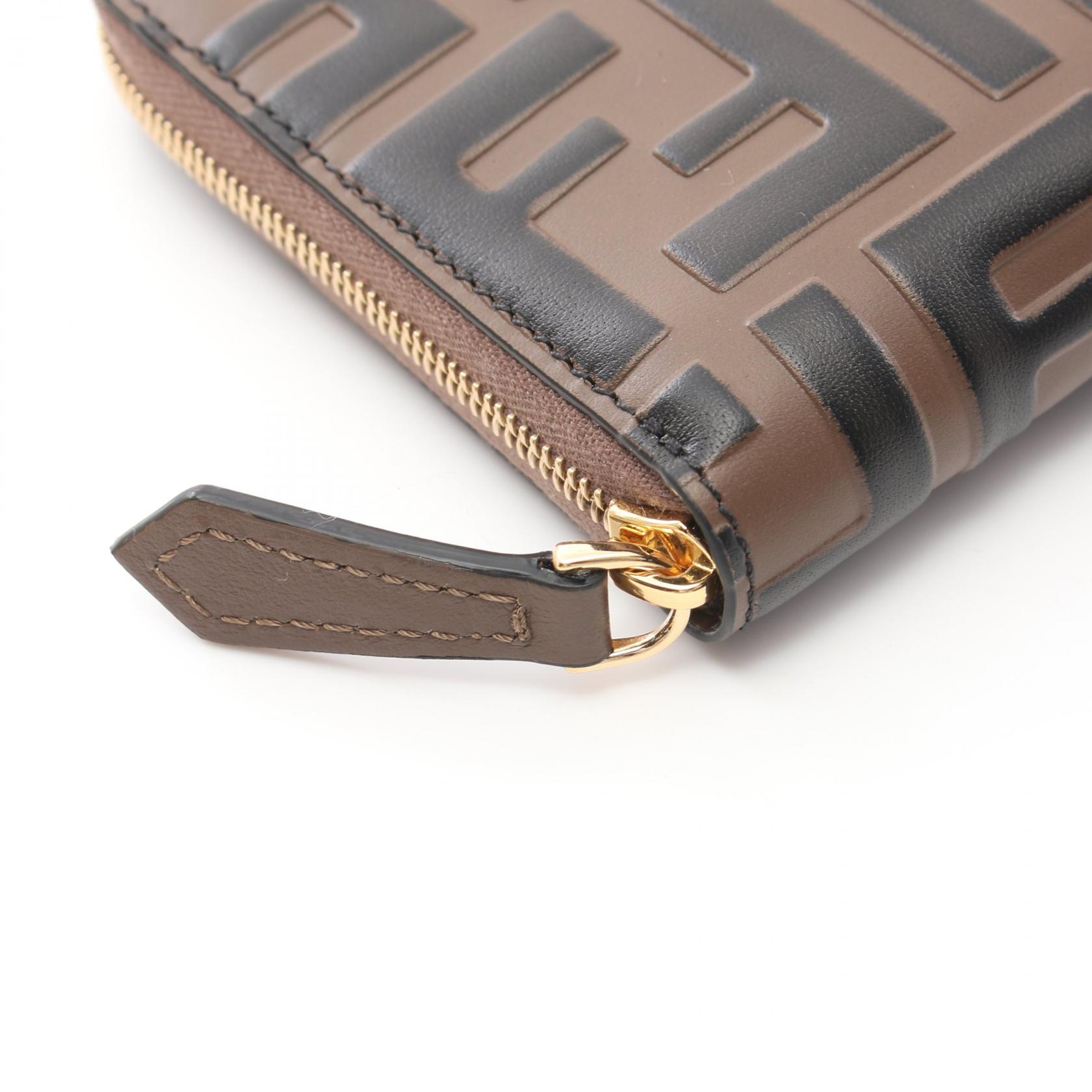 FENDI FF Diamond Round wallet 8M0508ADYMF13VK leather Brown