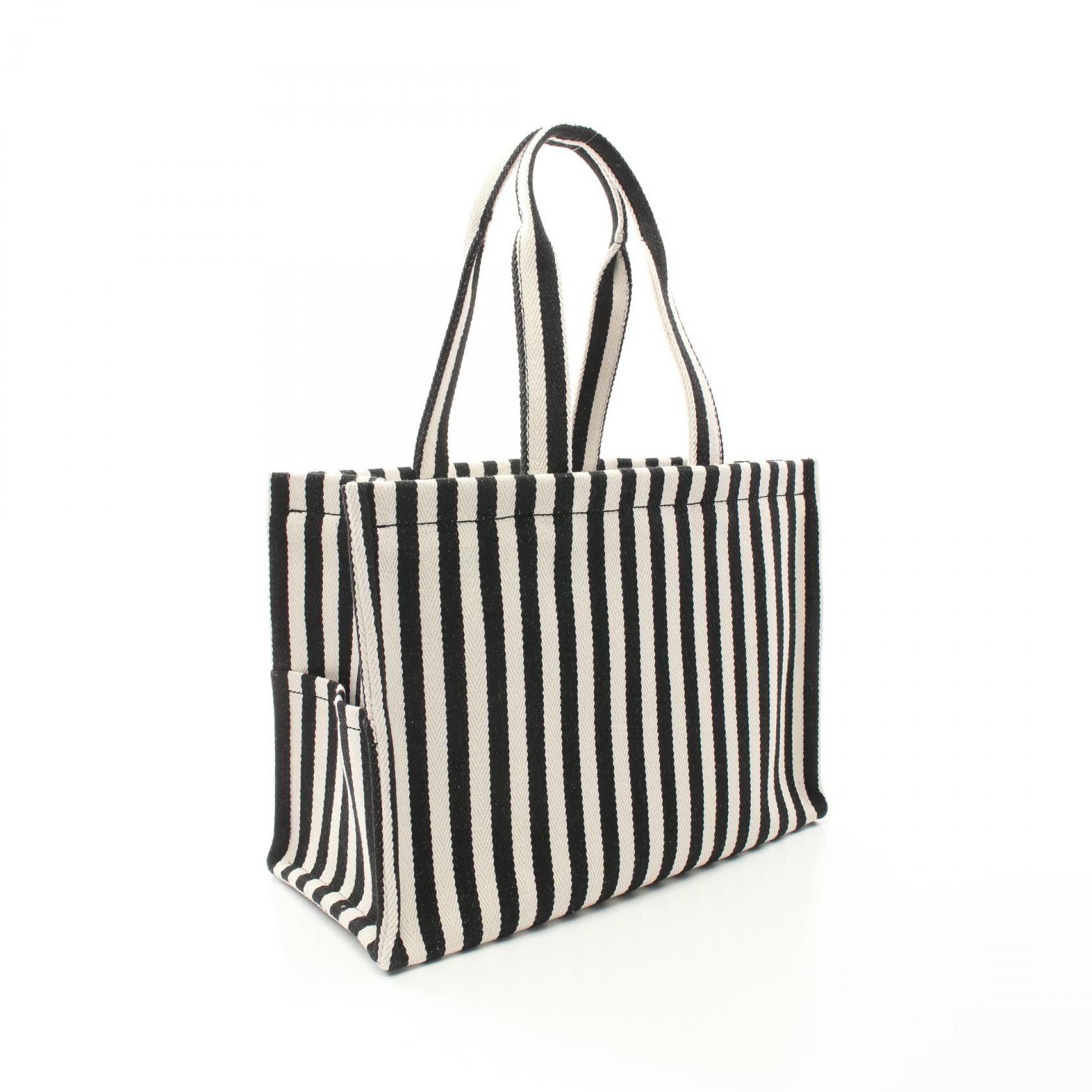 CELINE Large Cabas Thais Tote Hand Bag canvas leather Black