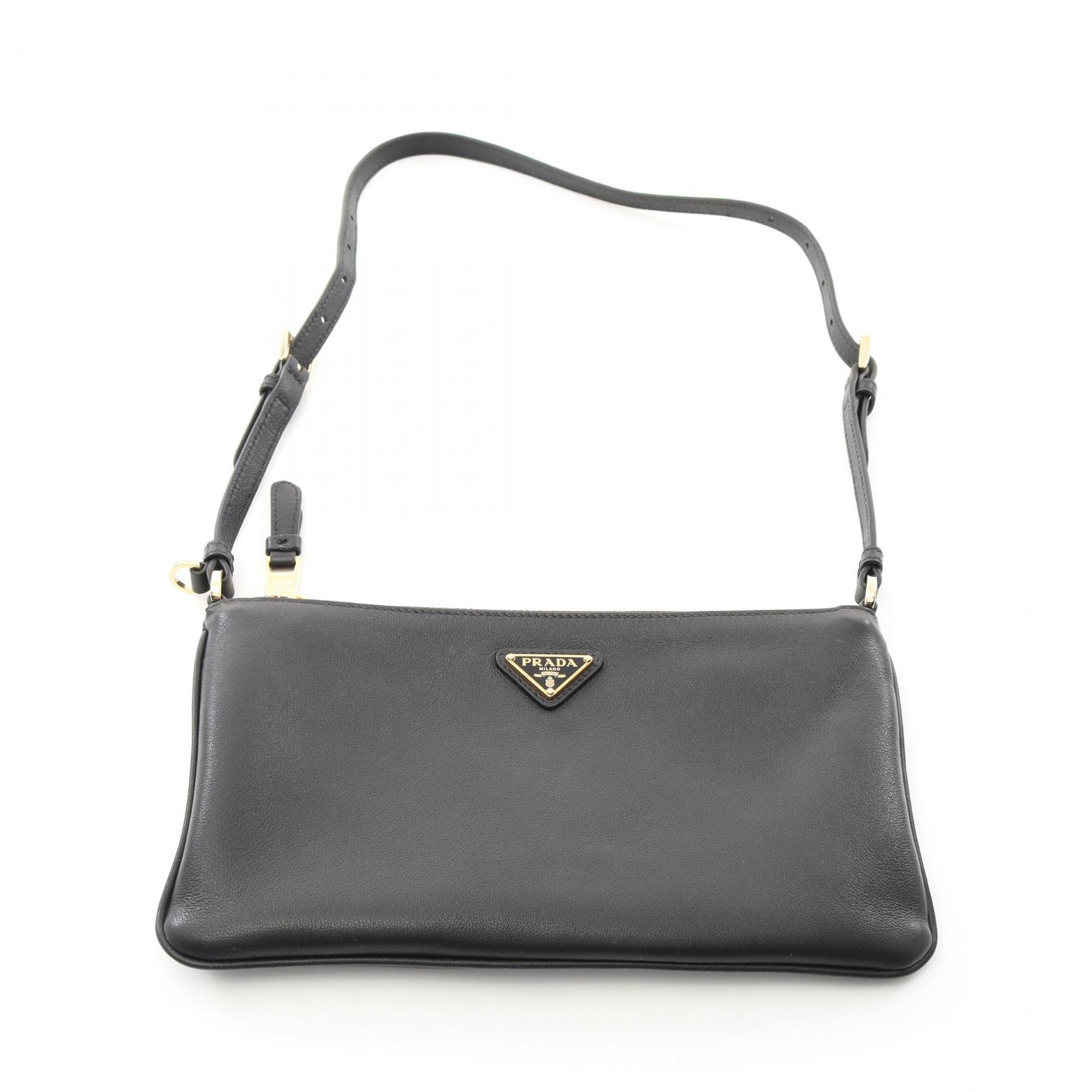 PRADA SOFT GRAIN Shoulder Bag 1BC2382CYSF0002 leather Black | eBay