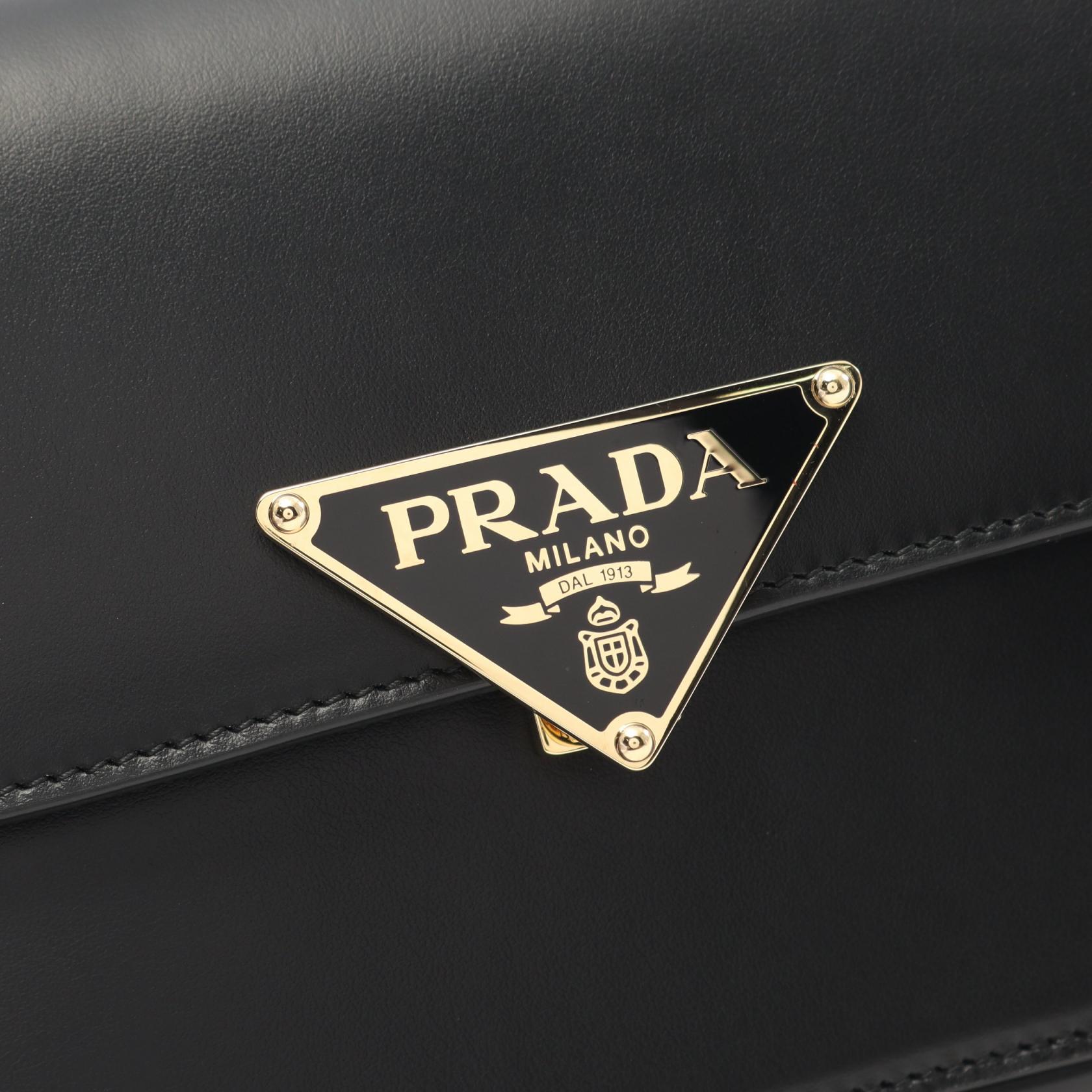 PRADA★アルケショルダーバッグ 1BD375ASKF0002 PRADA] 三角ロゴ アルケ レザーショルダーバッグ 黒 (PRADA