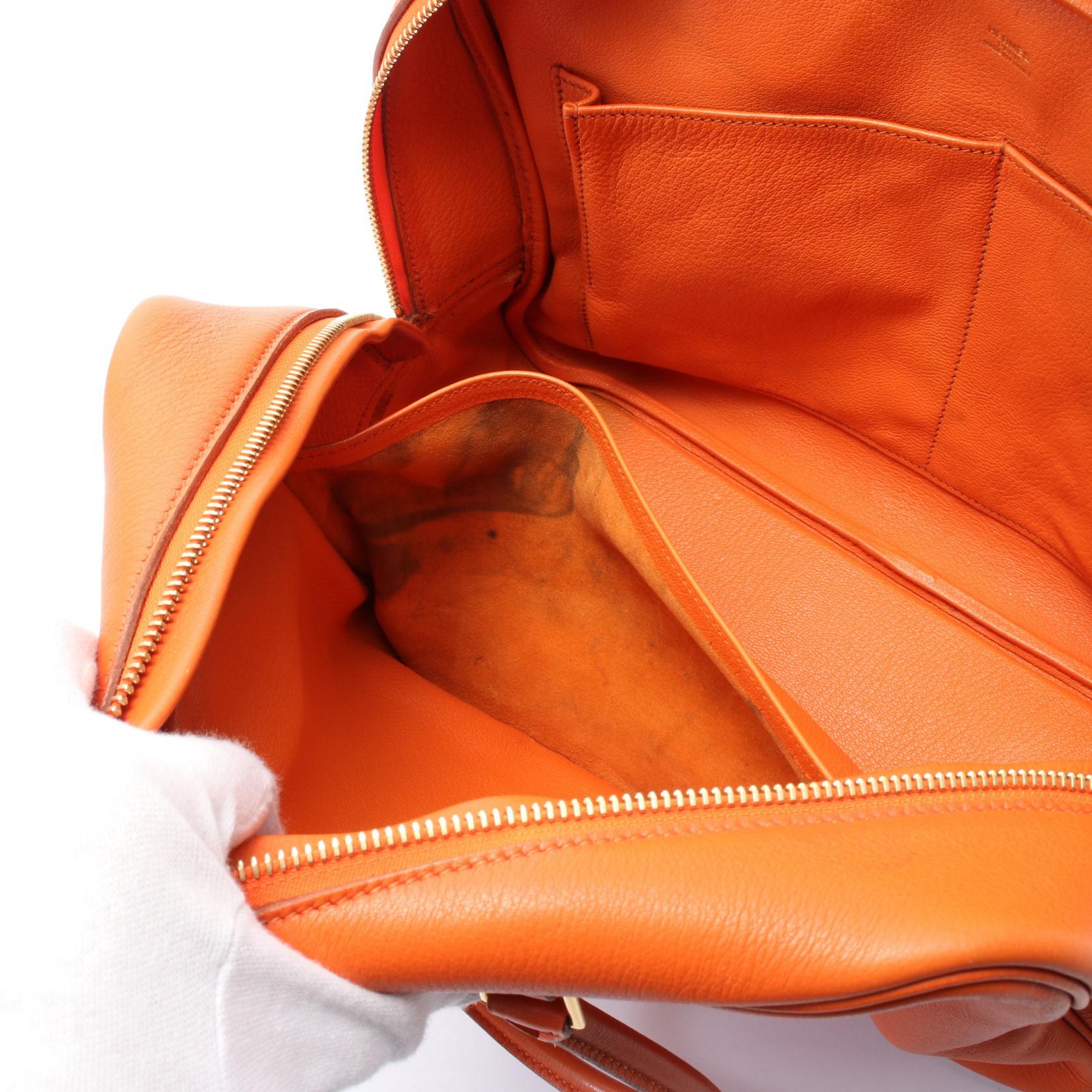 HERMES Plume 32 Hand bag B Madame leather Orange Used GHW | eBay