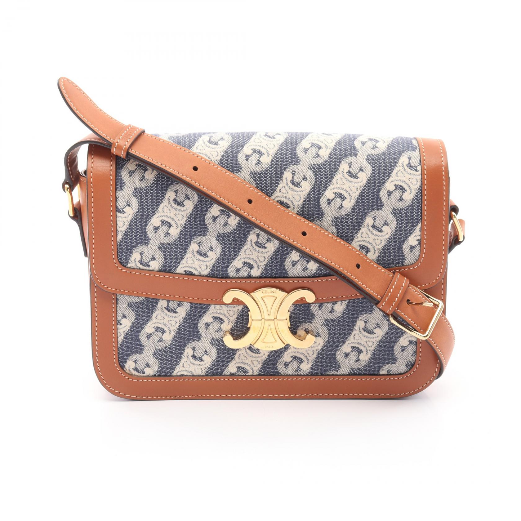 CELINE Classic Triomphe Shoulder crossbody Bag 191242 denim