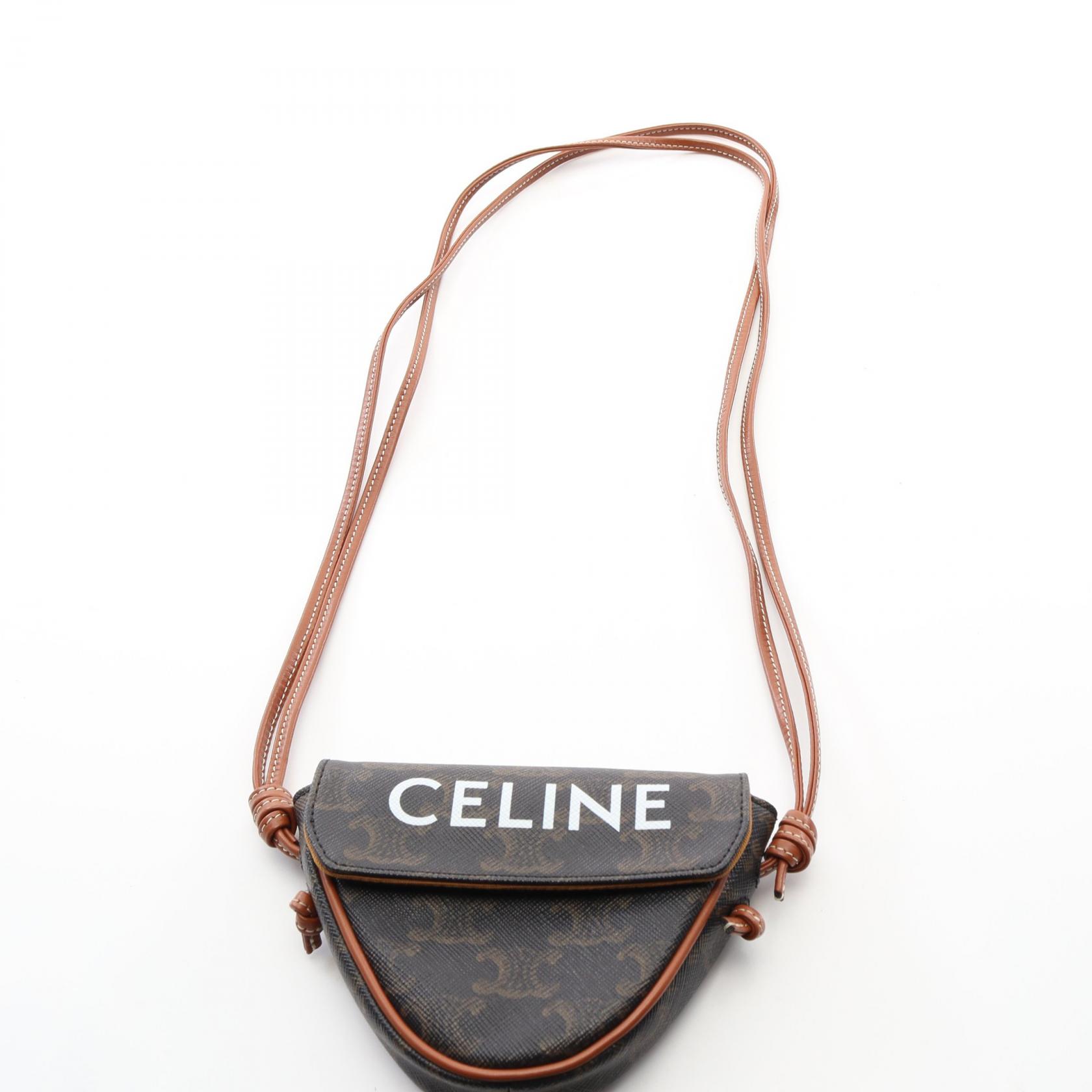ショルダーバッグ・ポシェット × ヴィンテージ(中古) Celine Triomphe Triangle Bag CELINE Triomphe Triangle Mini Shoulder Bag 195902 canvas