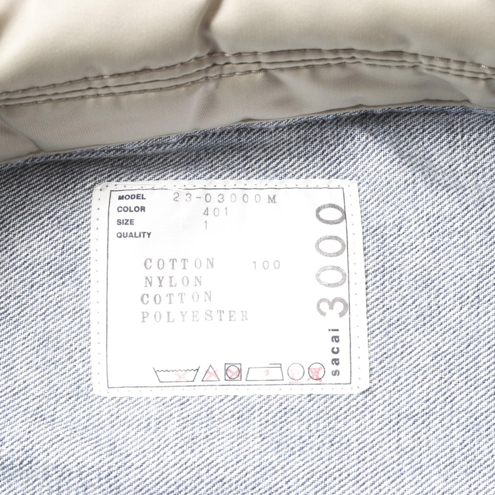 Sacai Nylon Docking Denim Jacket 23-03000M Nylon cotton Blue Khaki
