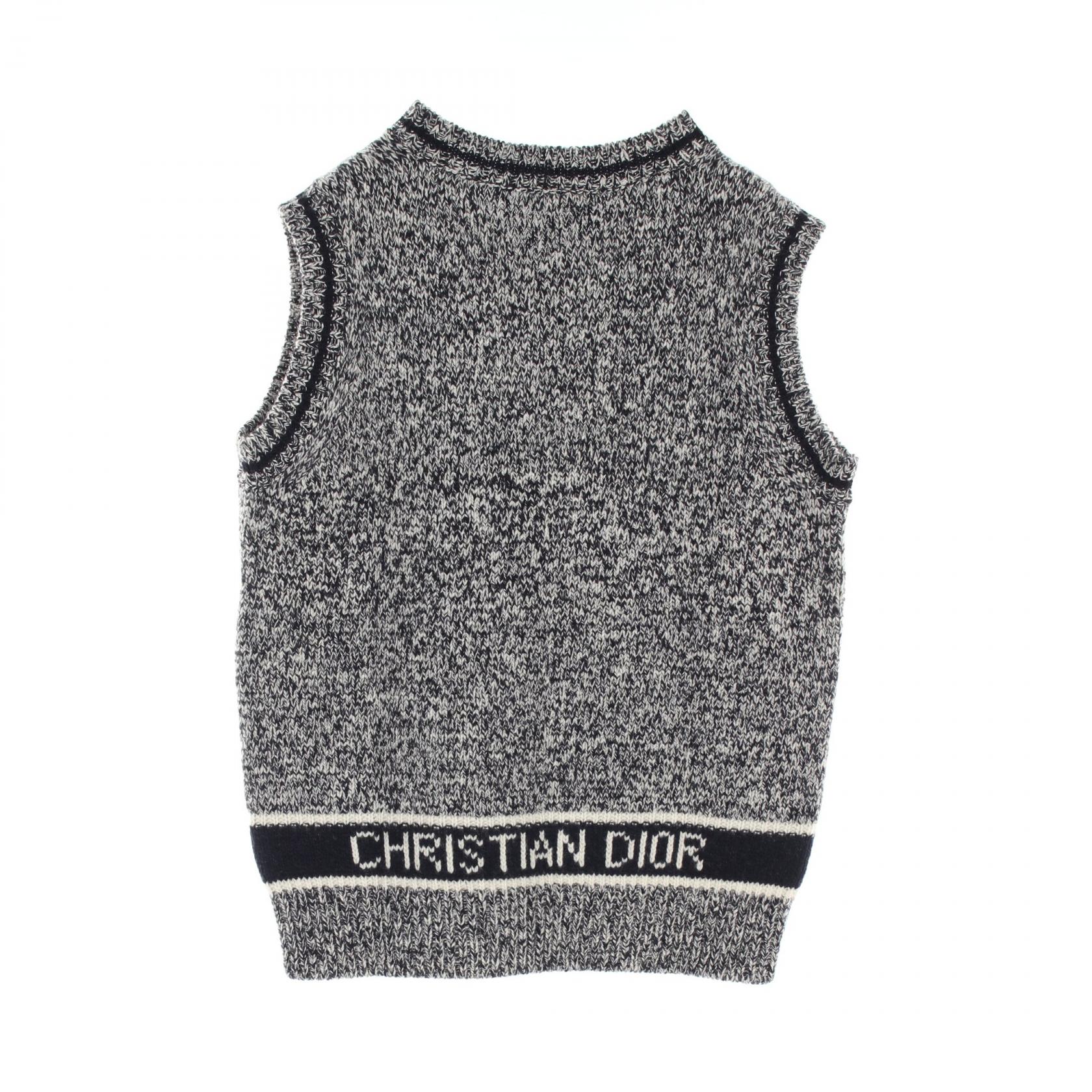 Christian Dior knitwear vest 054T01AM303 wool cashmere Navy White