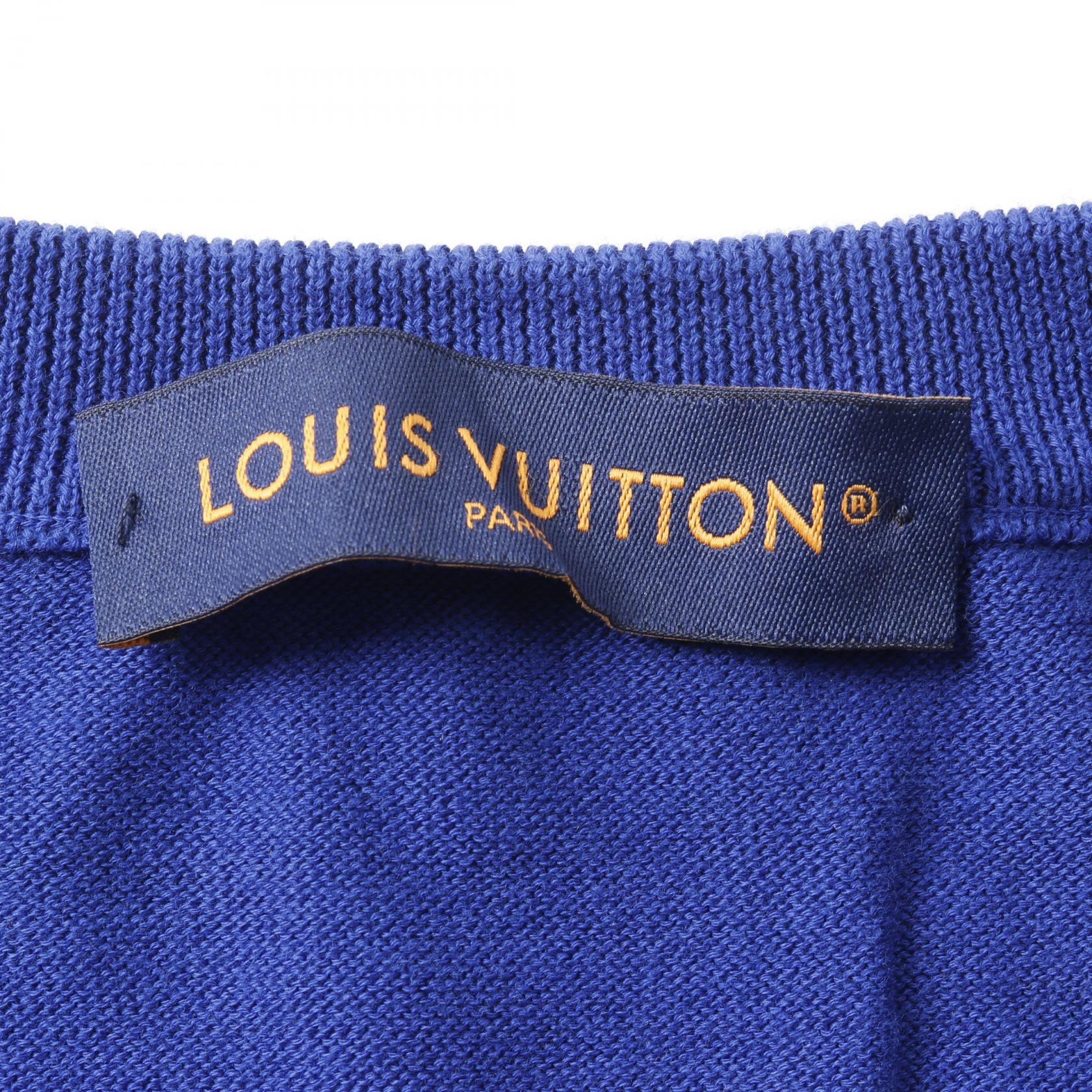 LOUIS VUITTON 半袖ボーダーニット ネイビー ブラック S 丸襟 LOUIS VUITTON 半袖ボーダーニット ネイビー ブラック S 丸襟