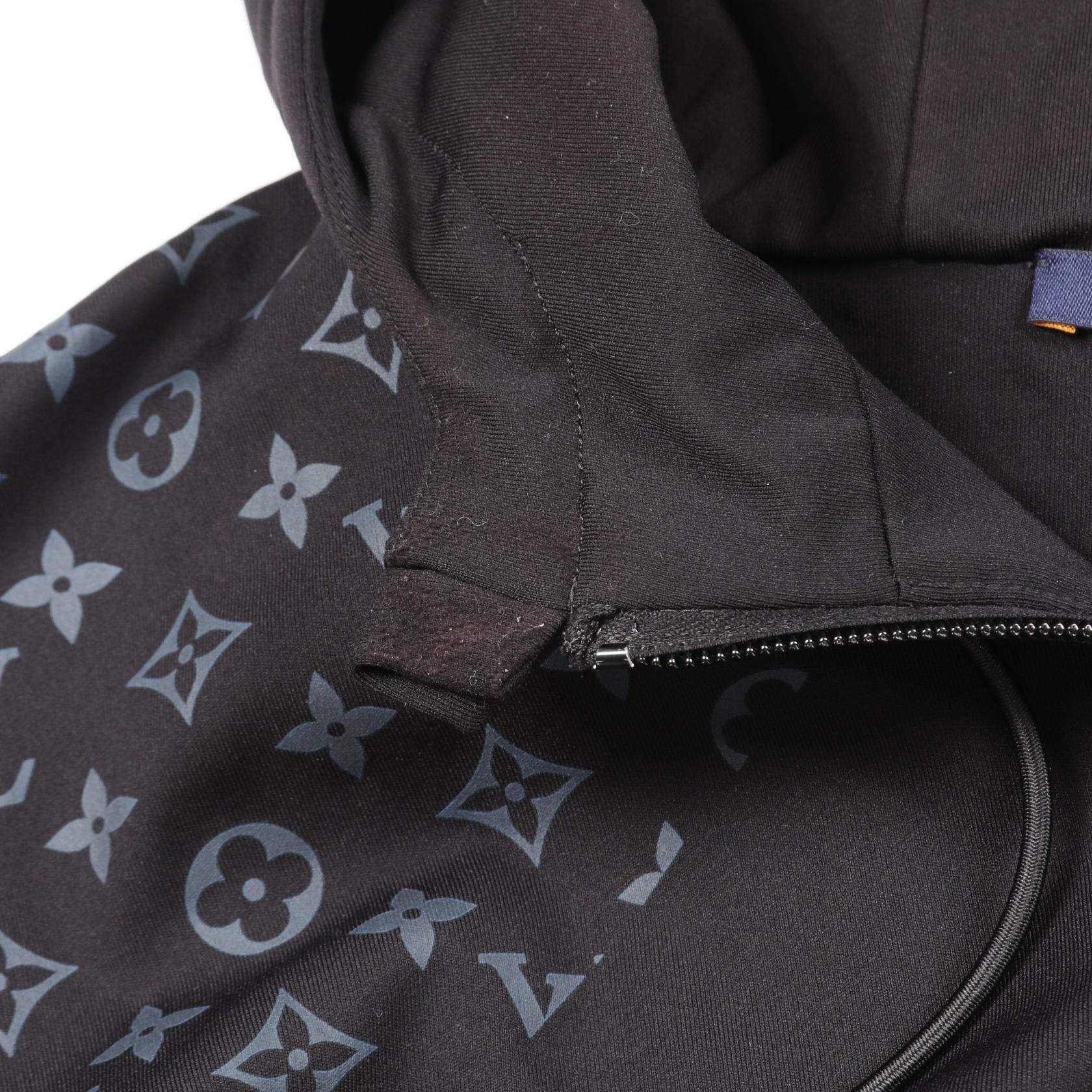 LOUIS VUITTON Hybrid Zip-Through Monogram Hoodie RM221 Nylon Black