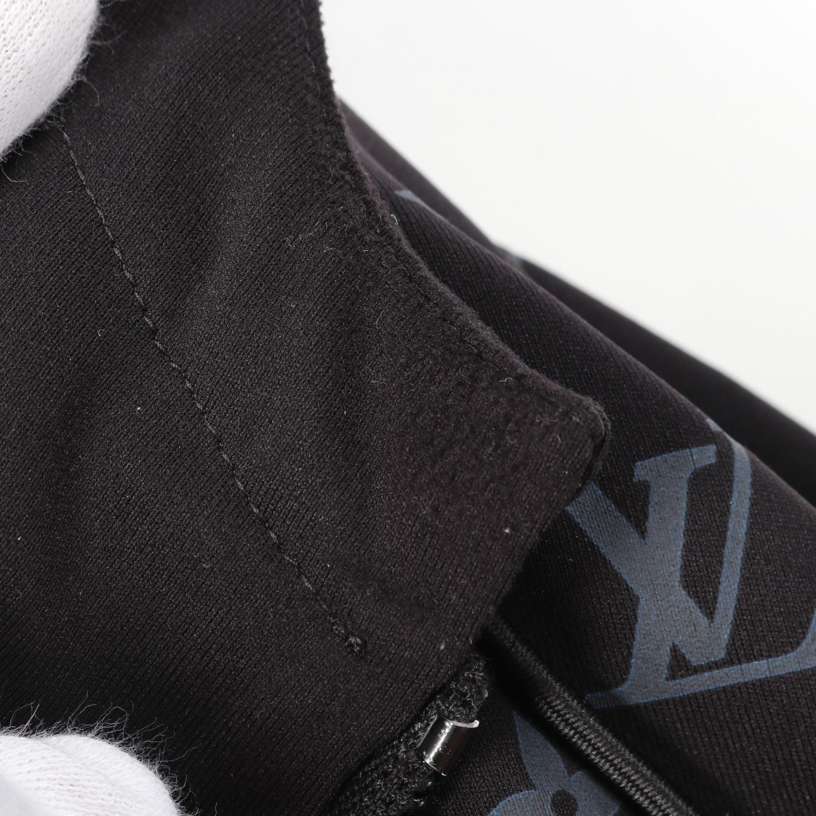 LOUIS VUITTON Hybrid Zip-Through Monogram Hoodie RM221 Nylon Black