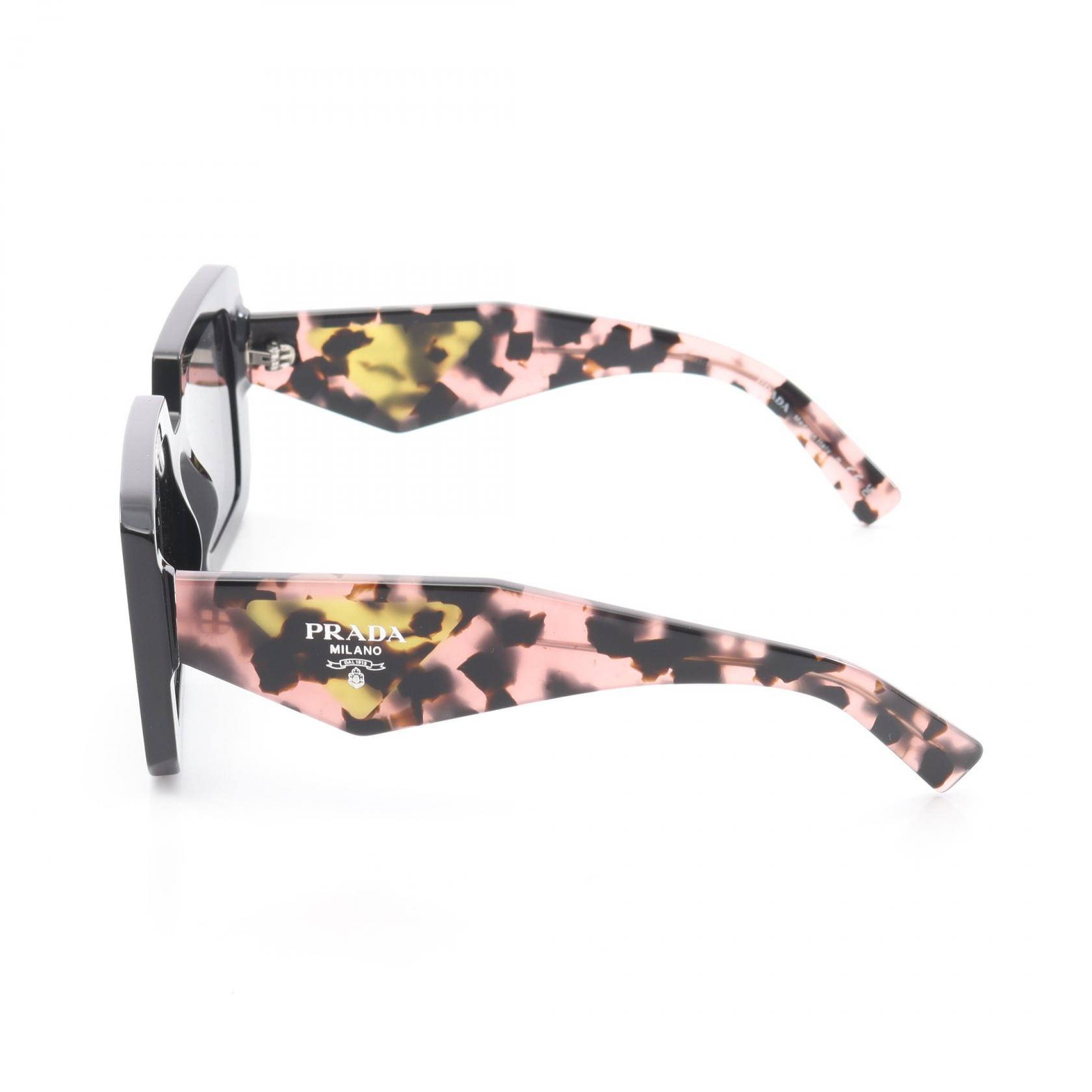 PRADA Leopard Print Sunglasses Eyewear Plastic Black Pink 