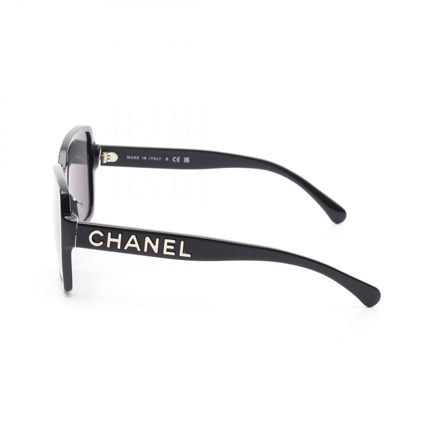 CHANEL Logo Sunglasses eyewear Plastic Black Used Women CC Coco | eBay