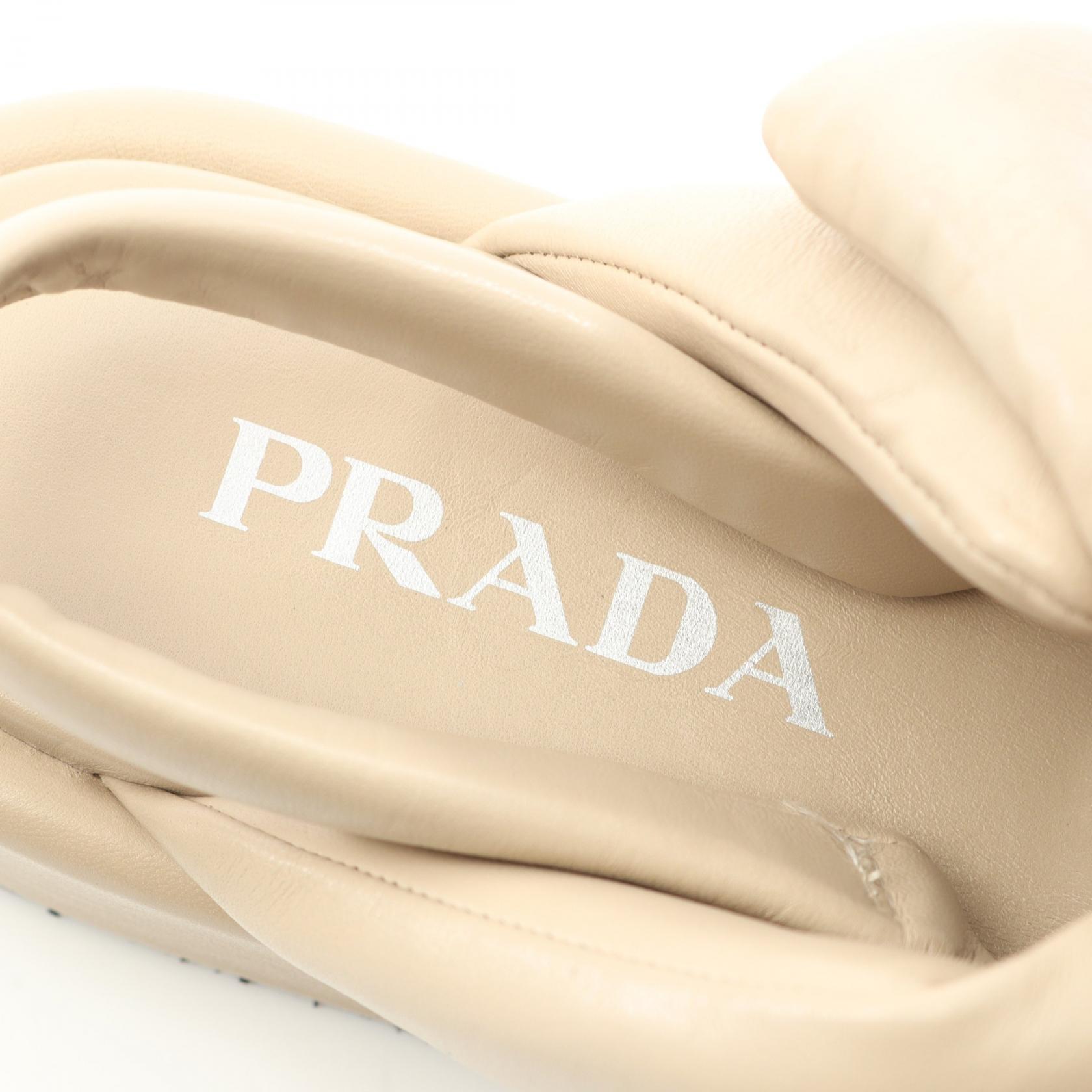 PRADA Triangle Logo Sandals Leather Beige Size 35 Used Women | eBay