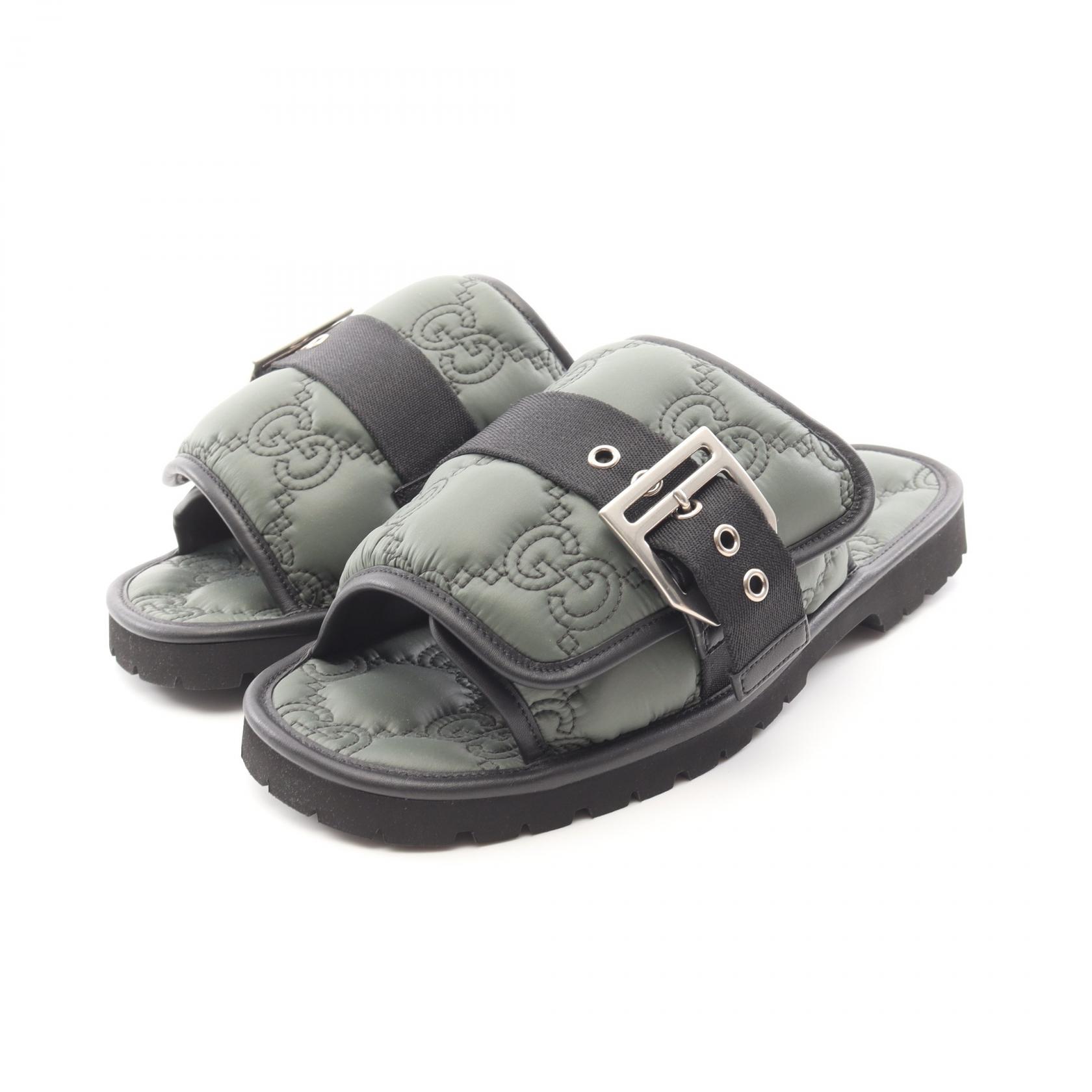 GUCCI GG Quilting Strap Sandals Mules 776792 Nylon Green #10  display picture 3