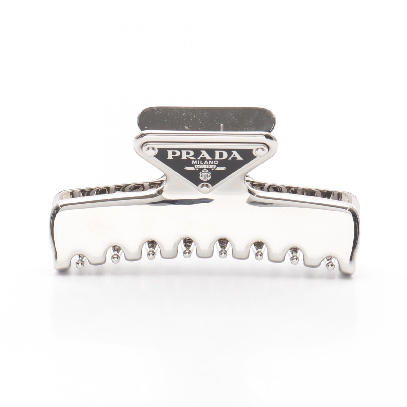 PRADA Triangle logo hair clip accessory 1IF1032BA6F0276 Stainless