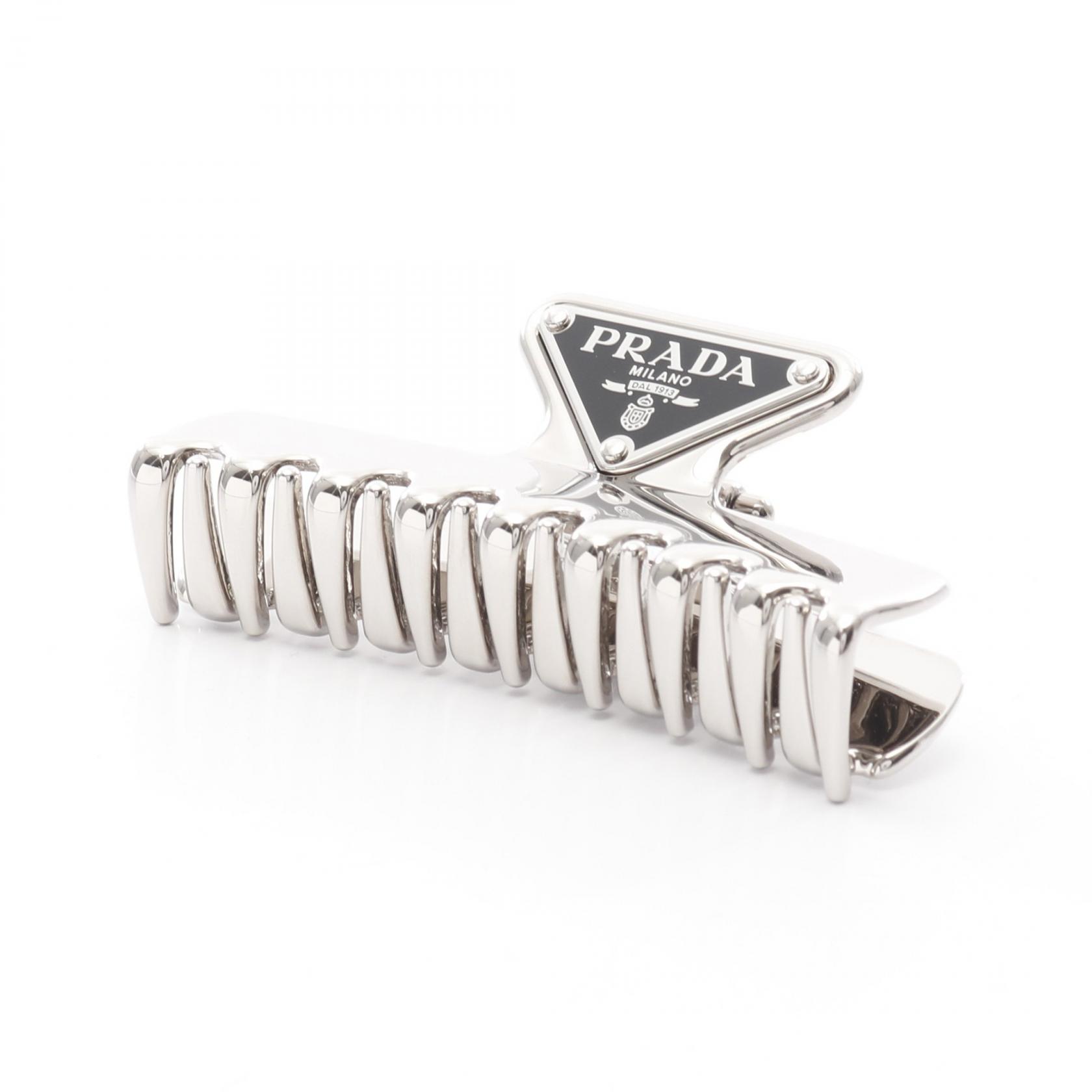 PRADA Triangle logo hair clip accessory 1IF1032BA6F0276 Stainless