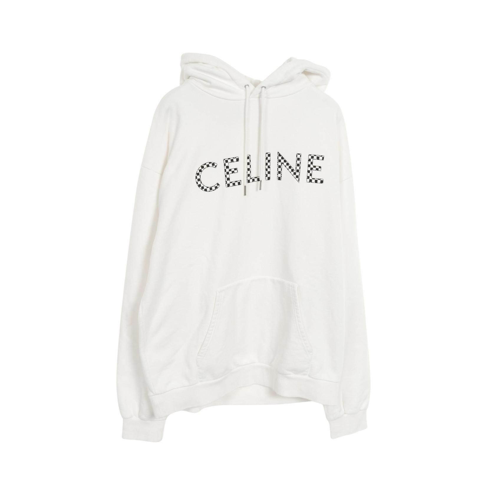 CELINE Loose sweatshirt Hoodie 2Y479052H cotton White Black Used