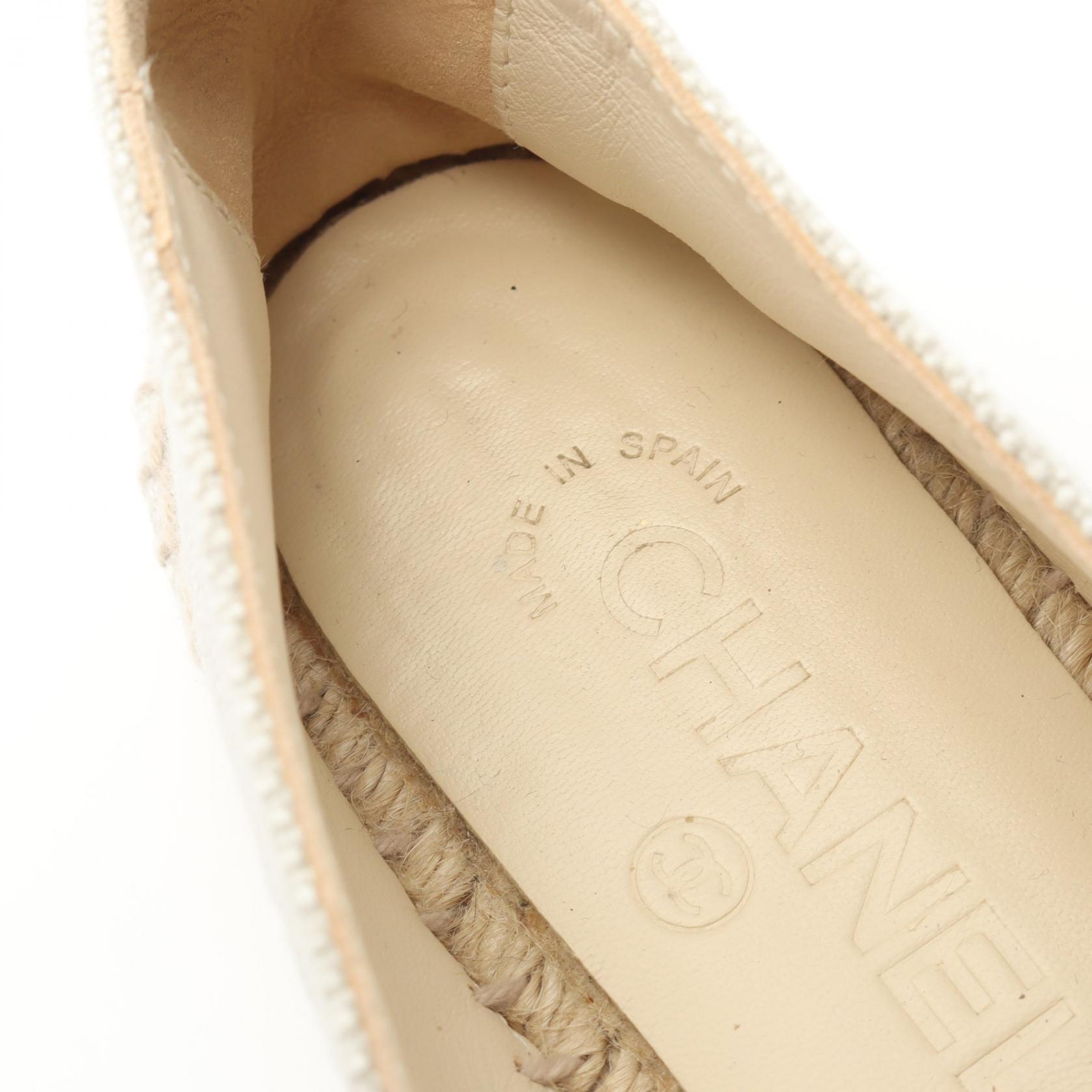 CHANEL COCO Mark Flats shoes G29762 canvas Beige Black Used