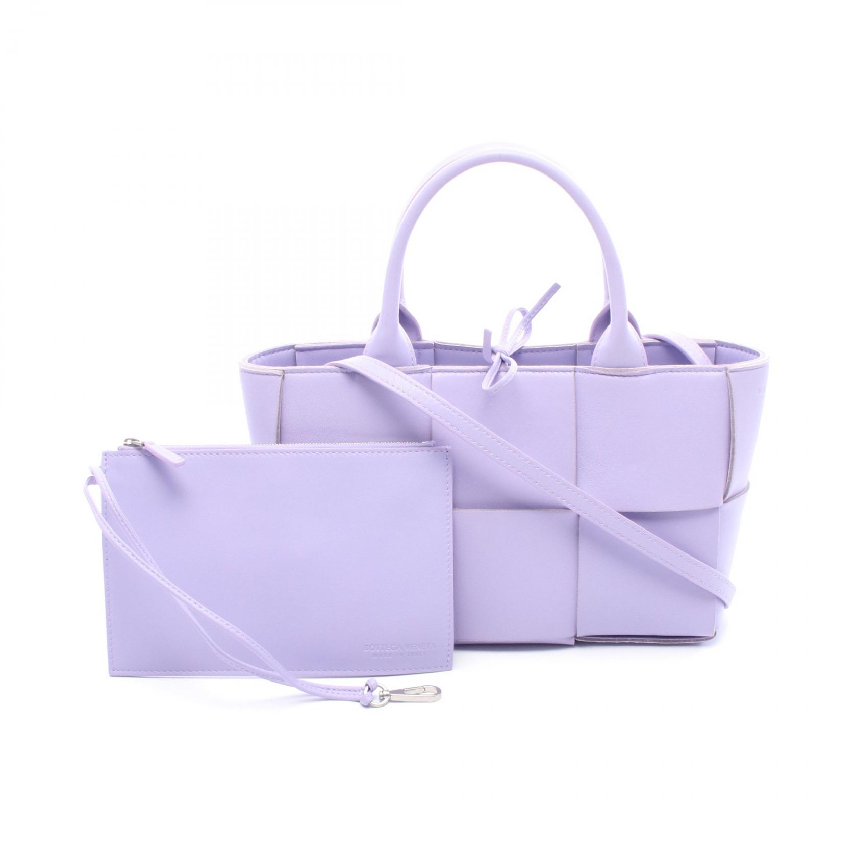 BOTTEGA VENETA Mini Arco 2Way Shoulder Tote Handbag Leather Purple